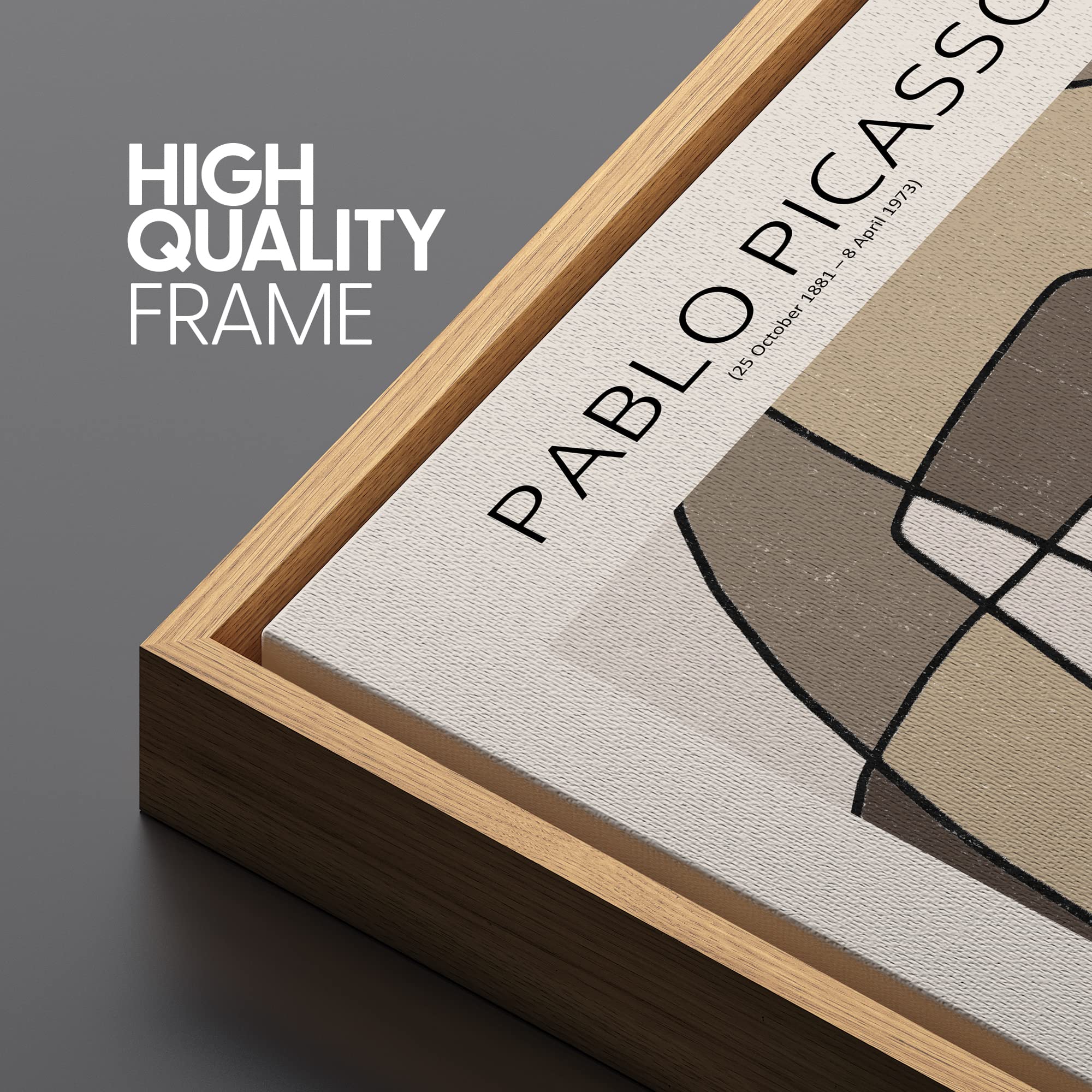 Signleader Framed Canvas Print Wall Art Pablo Picasso Brown Geometric Line Art Abstract Shapes Illustrations Modern Art Decorati