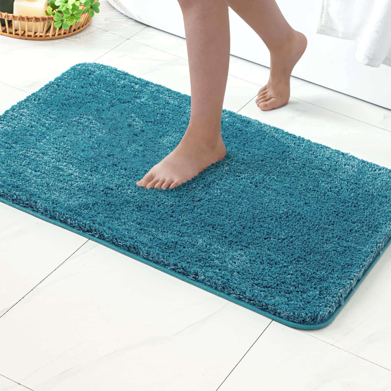 Miulee Teal Bathroom Rugs Set 2 Piece, Non Slip Bath Mat With Absorbent Microfiber, Ultra Soft Thick Rugs For Bathroom Floor Tub