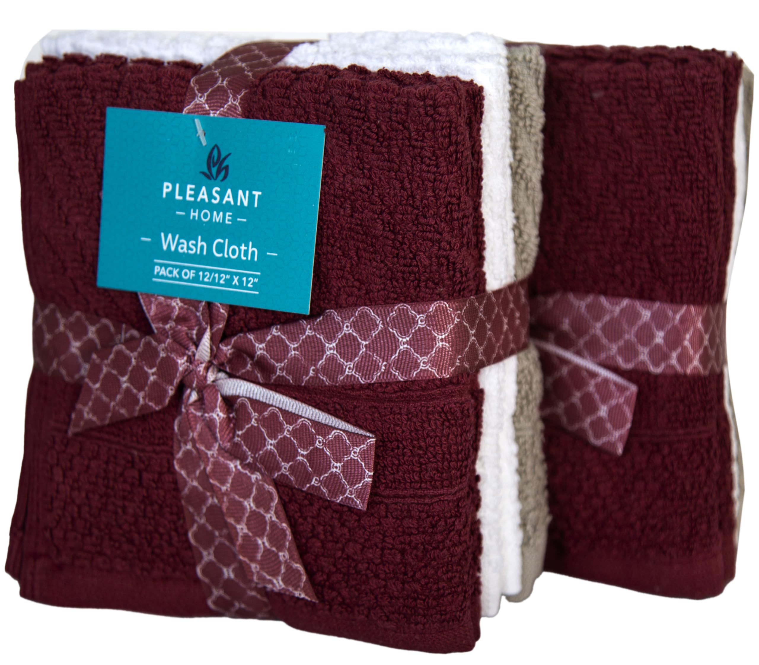 Ph Pleasant Home Diagonal Wash Cloths Set - 12 Pack (12    X 12   ) - 509 Gsm - 100% Ring Spun Cotton Wash Cloth - Super Soft An