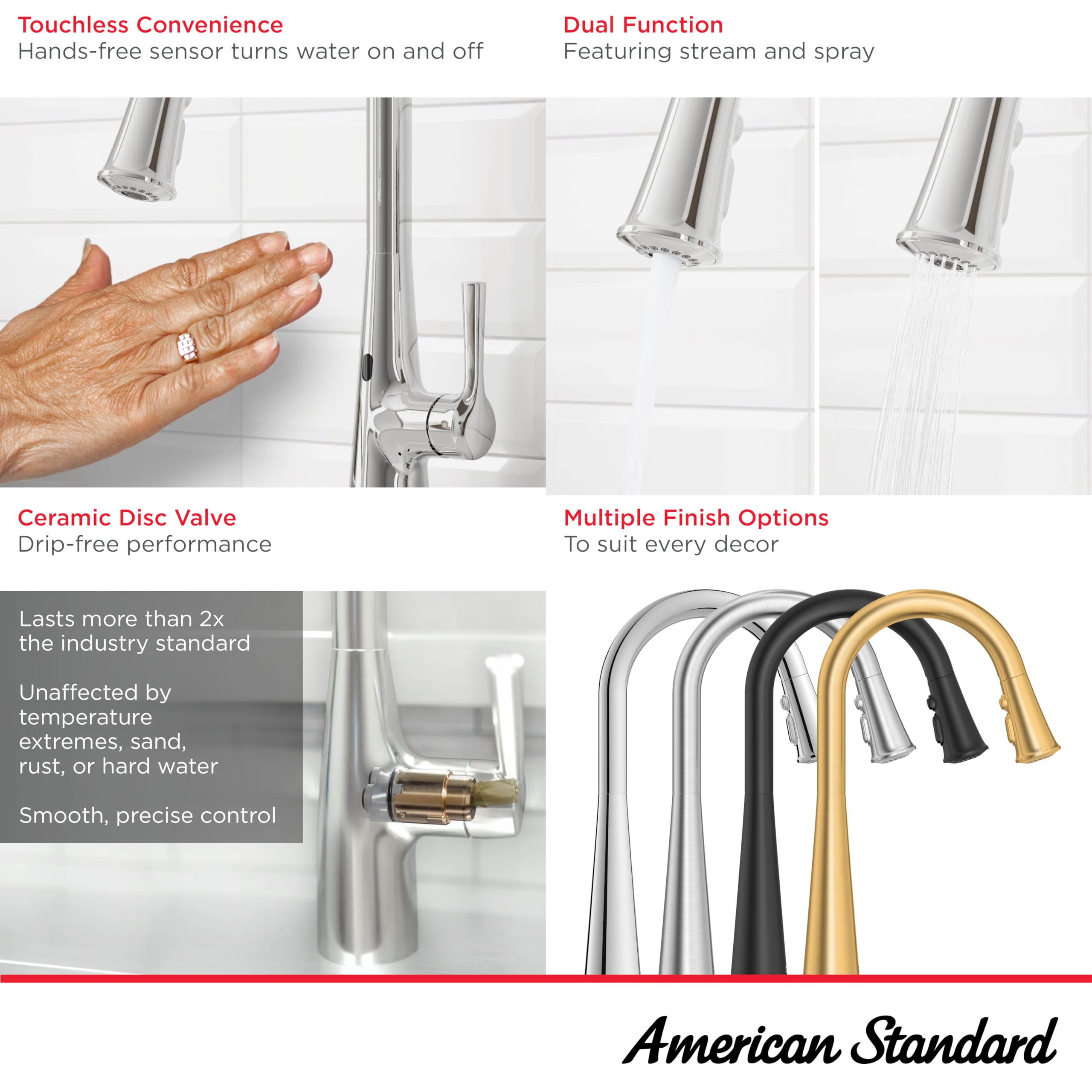 American Standard 7441381.Gn0 Southport Touchless Pull-Down Kitchen Faucet With Sprayer Brushed Cool Sunrise (Gold)