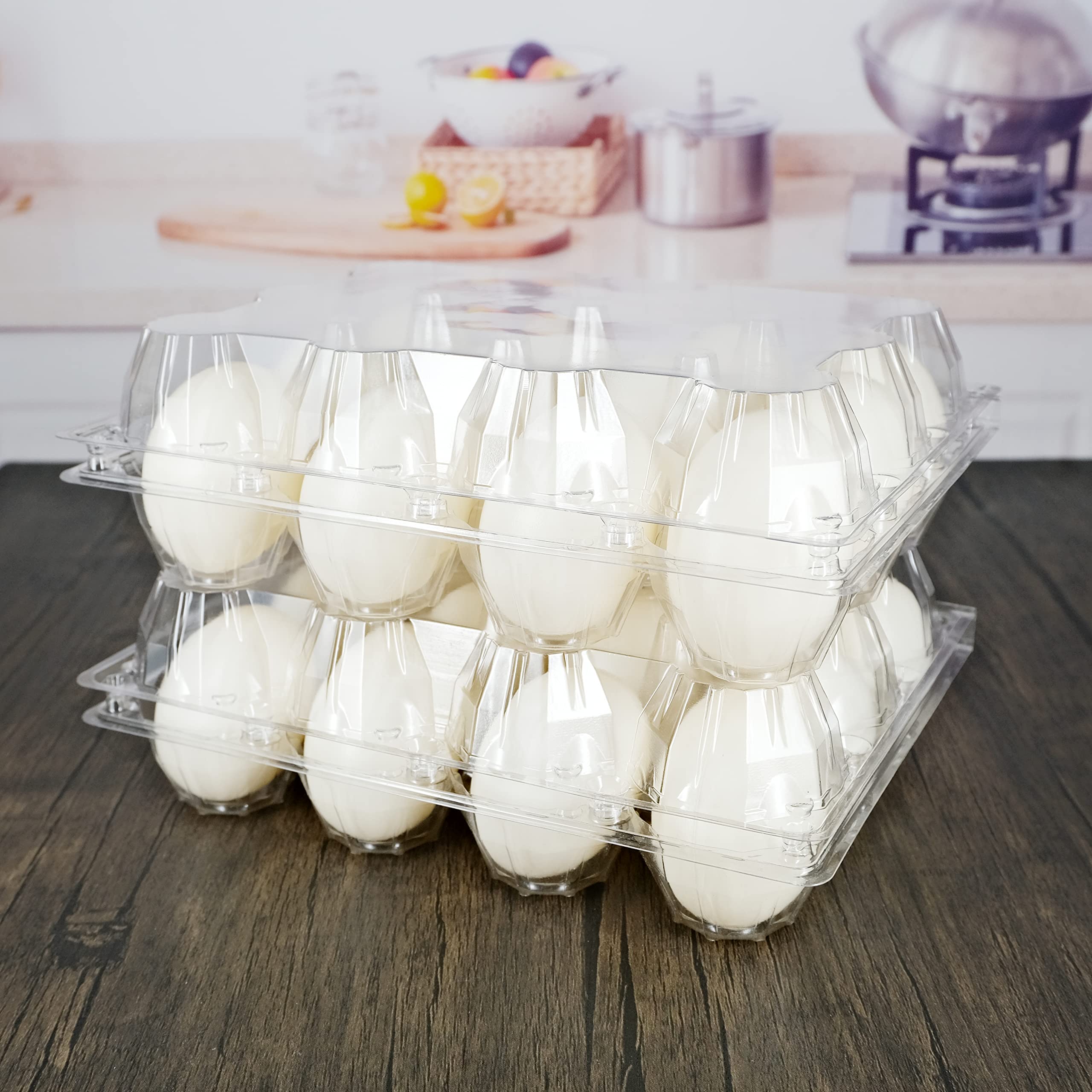 BULKBUY Egg Cartons 40 Packs, Clear Eco-friendly Plastic Blank Egg Cartons with Free Labels, Holds up to 12 Duck Eggs Securely,