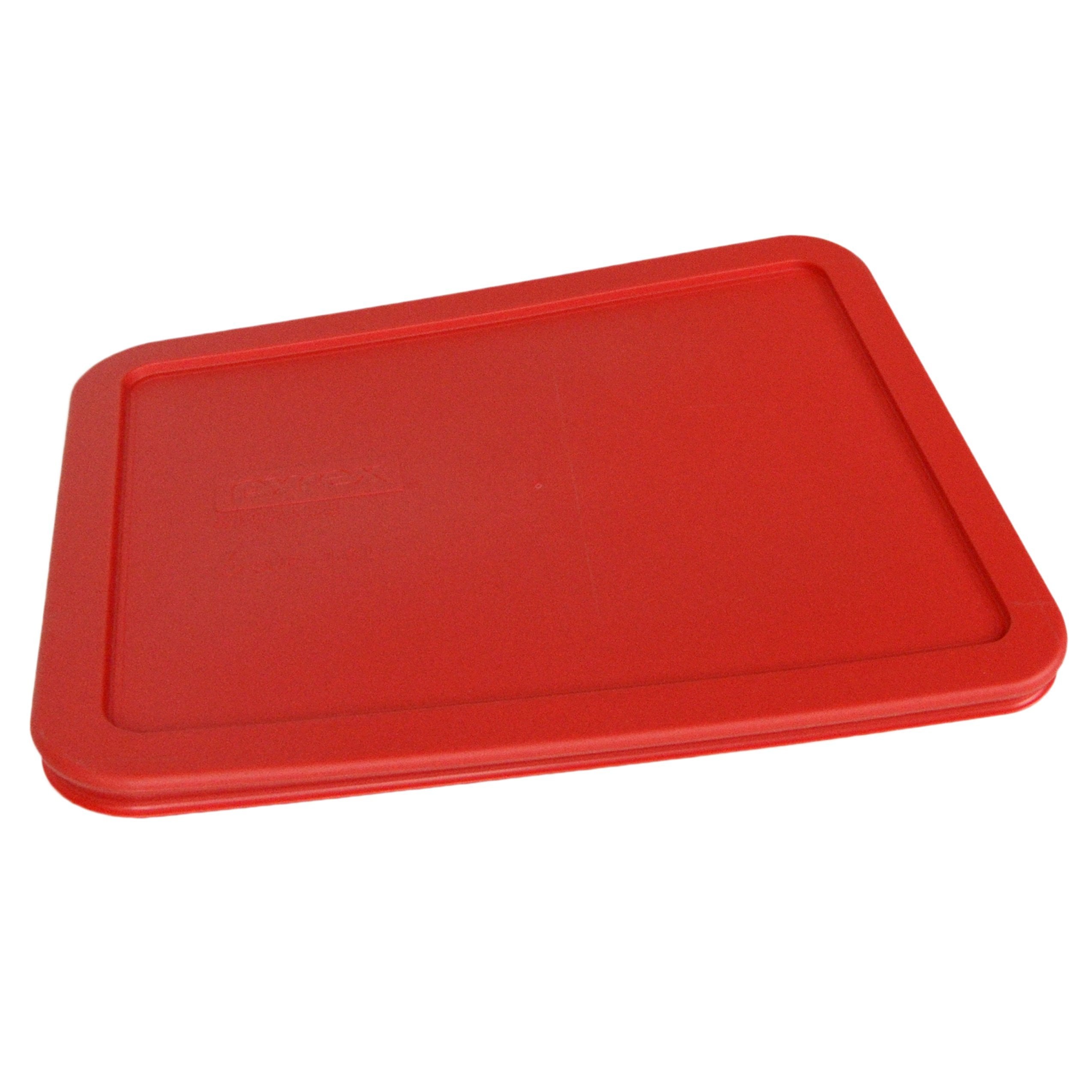 Pyrex 7211-Pc Red 6-Cup Rectangular Plastic Lid Covers, Made In Usa - 2 Pack