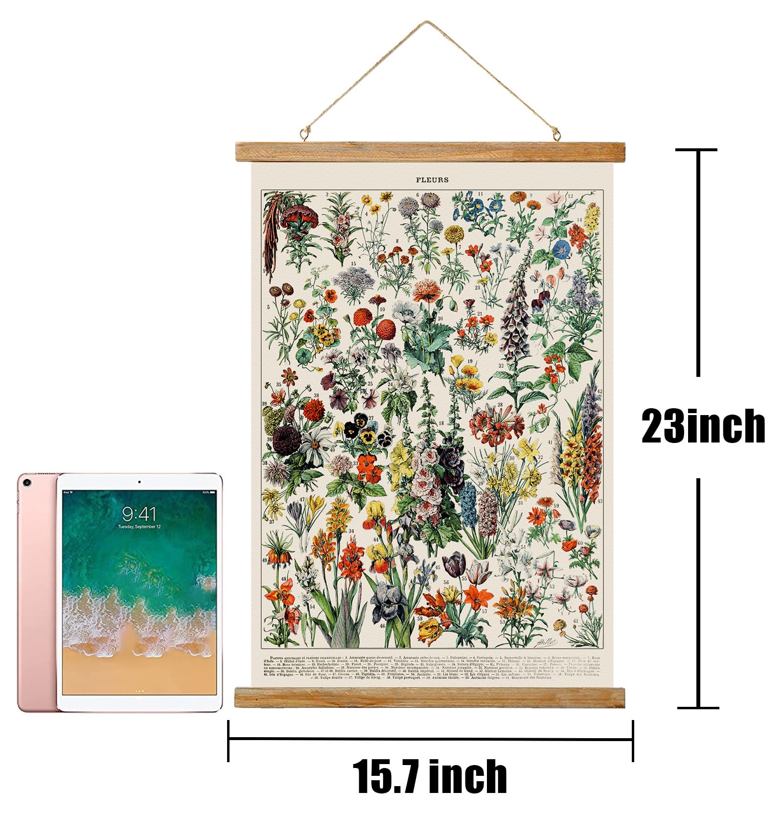 Ovfovy Vintage Flower Poster, Rustic Room Aesthetic, Retro Wall Art Prints Without Fading, Printed On Linen With Wood Frames, Re