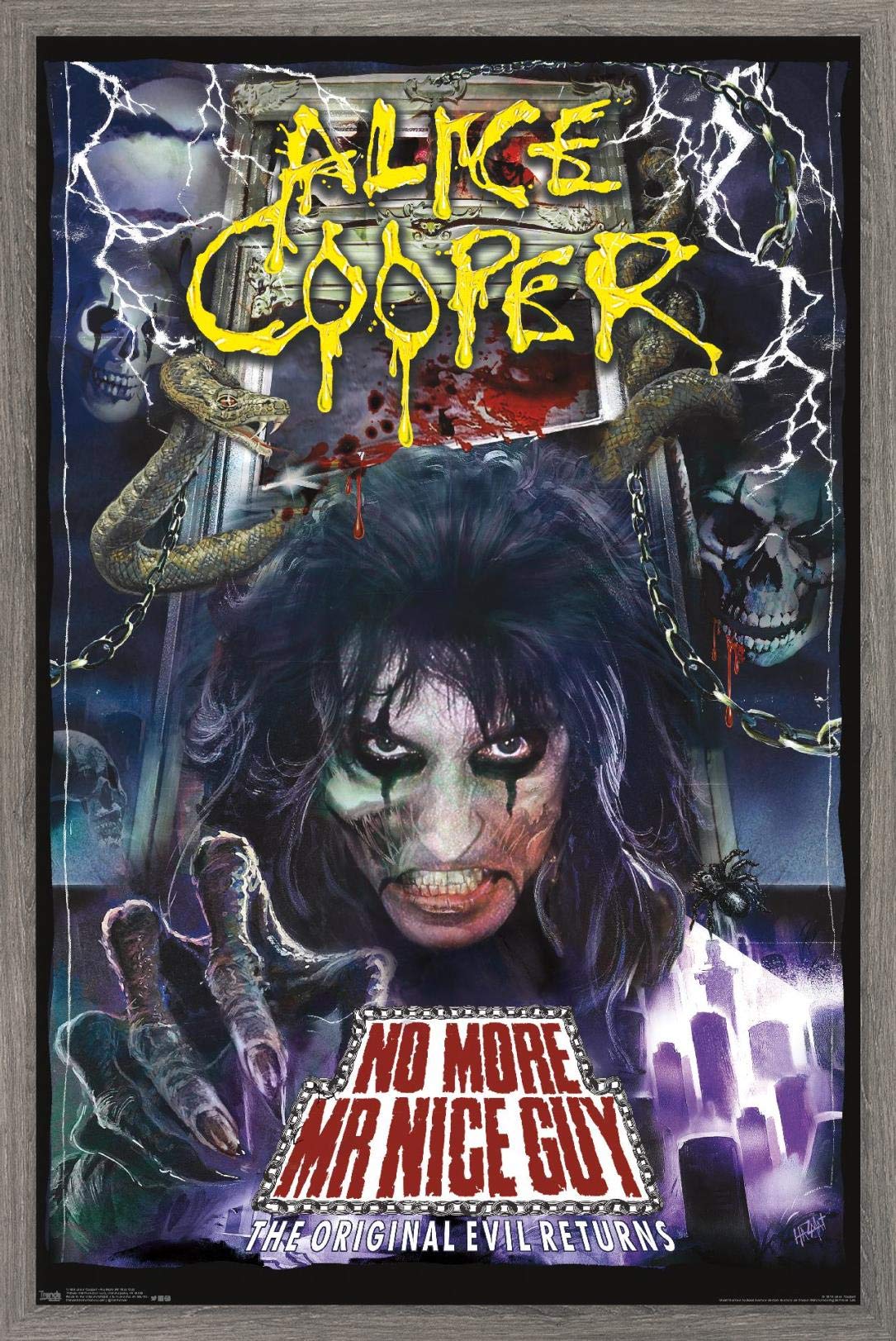 Trends International Alice Cooper - No More Mr. Nice Guy Wall Poster, 14.725'' X 22.375'', Barnwood Framed Version
