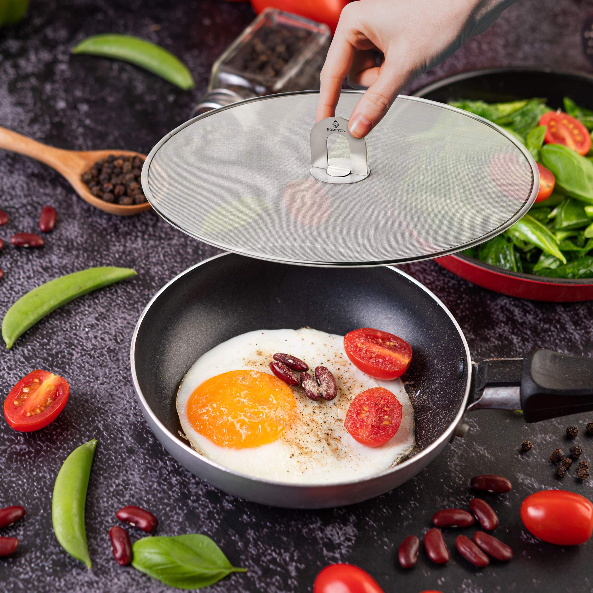 Homestia Grease Splatter Screen For Frying Pan Available In 10''/11.5''/13'' With Fold Flat Knob Fine Mesh Guard Shield And Catc