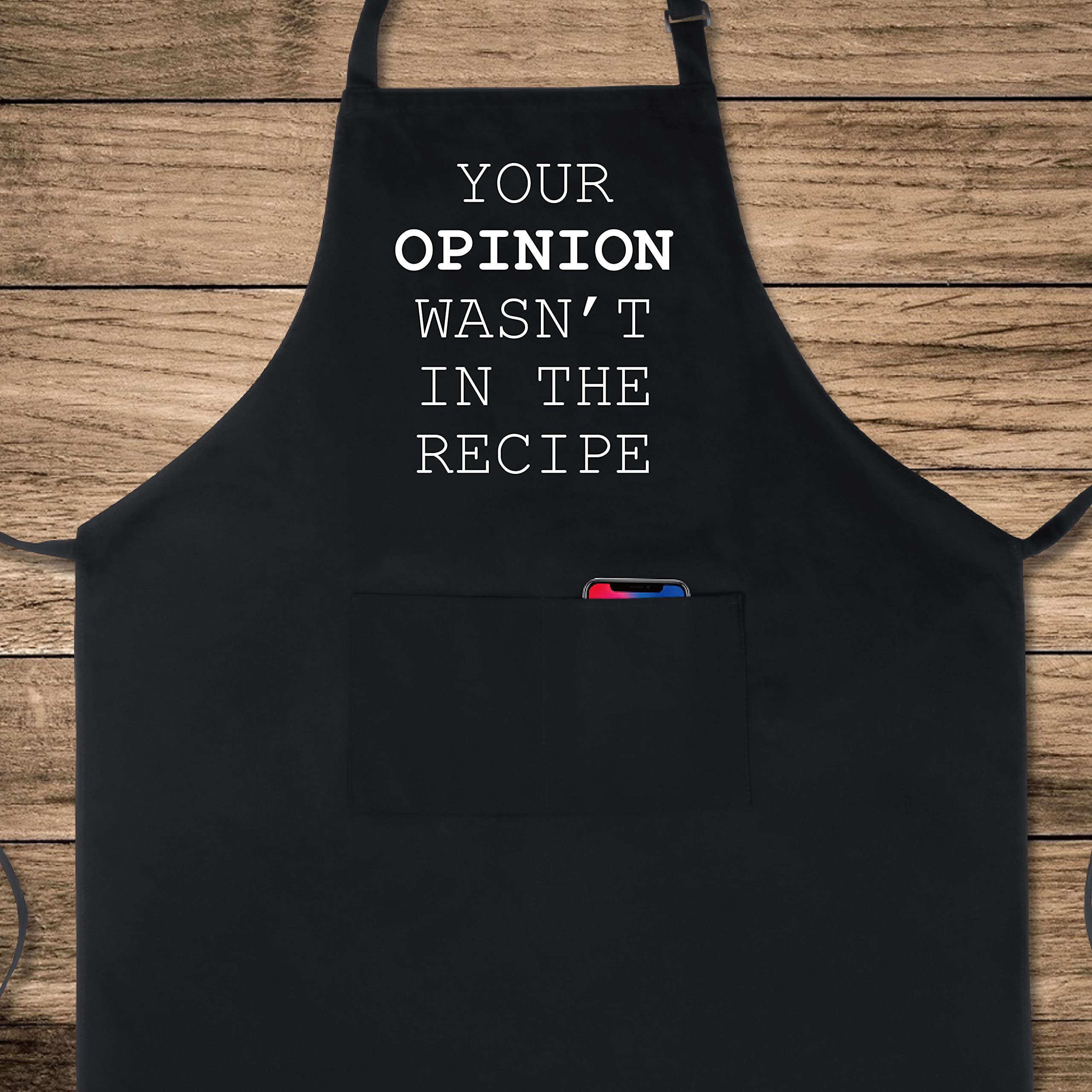 Xornis 100% Cotton Funny Apron Your Opinion Wasn'T In The Recipe With 2 Pockets Bbq Grill Cooking Adjustable Bib Aprons Gifts Fo
