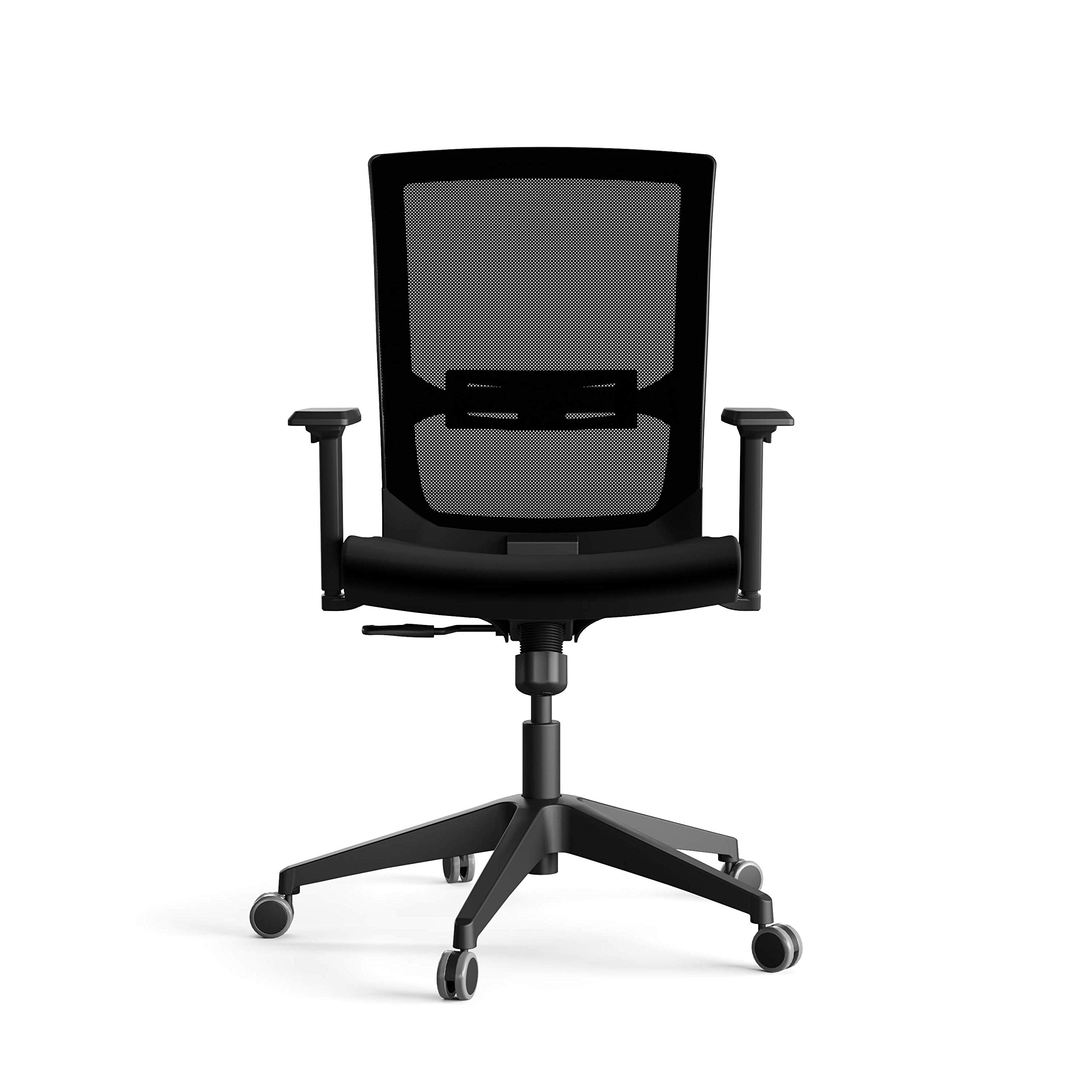 Kokuyo Quip Ergonomic Office Chair With Adjustable Lumbar Support & Height, 1D Armrest, Nylon Base, Comfortable Desk Chair For H
