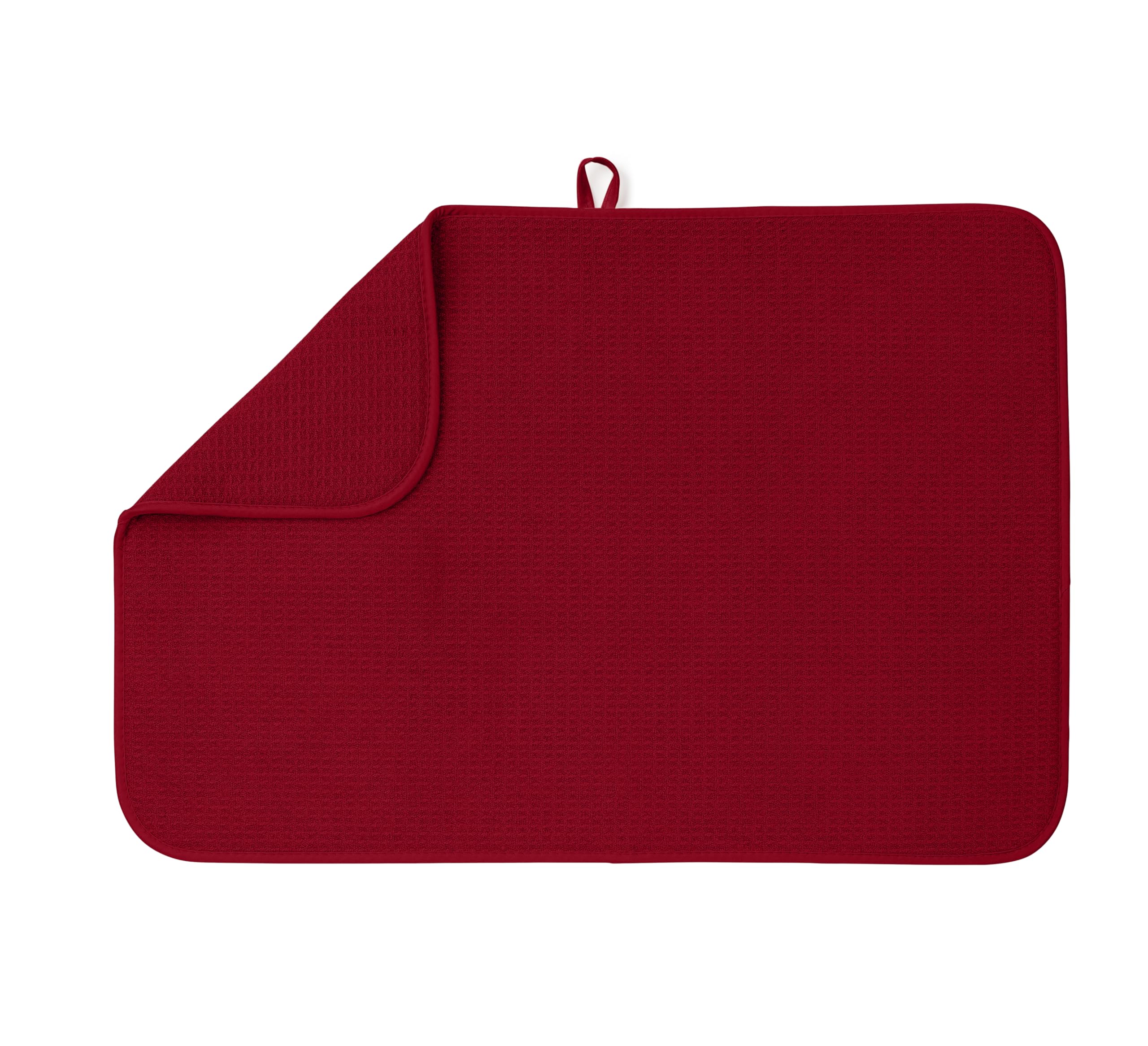 Bellemain XXL Dish Mat 24 x 17 ( LARGEST MAT ) Microfiber Dish Drying Mat , Super absorbent ( Red )