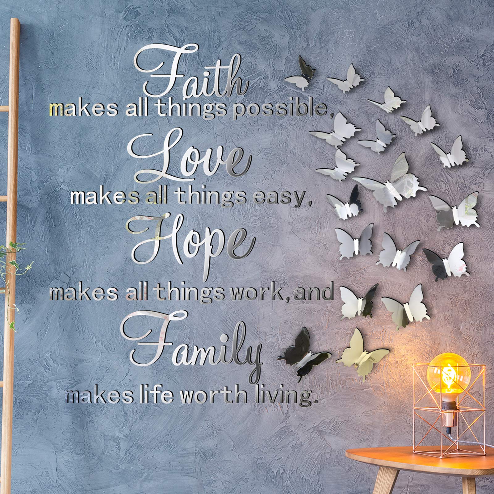 3D Acrylic Mirror Wall Decor Stickers Removable Butterfly Mirror Wall Stickers Diy Faith Makes All Things Possible For Home Offi