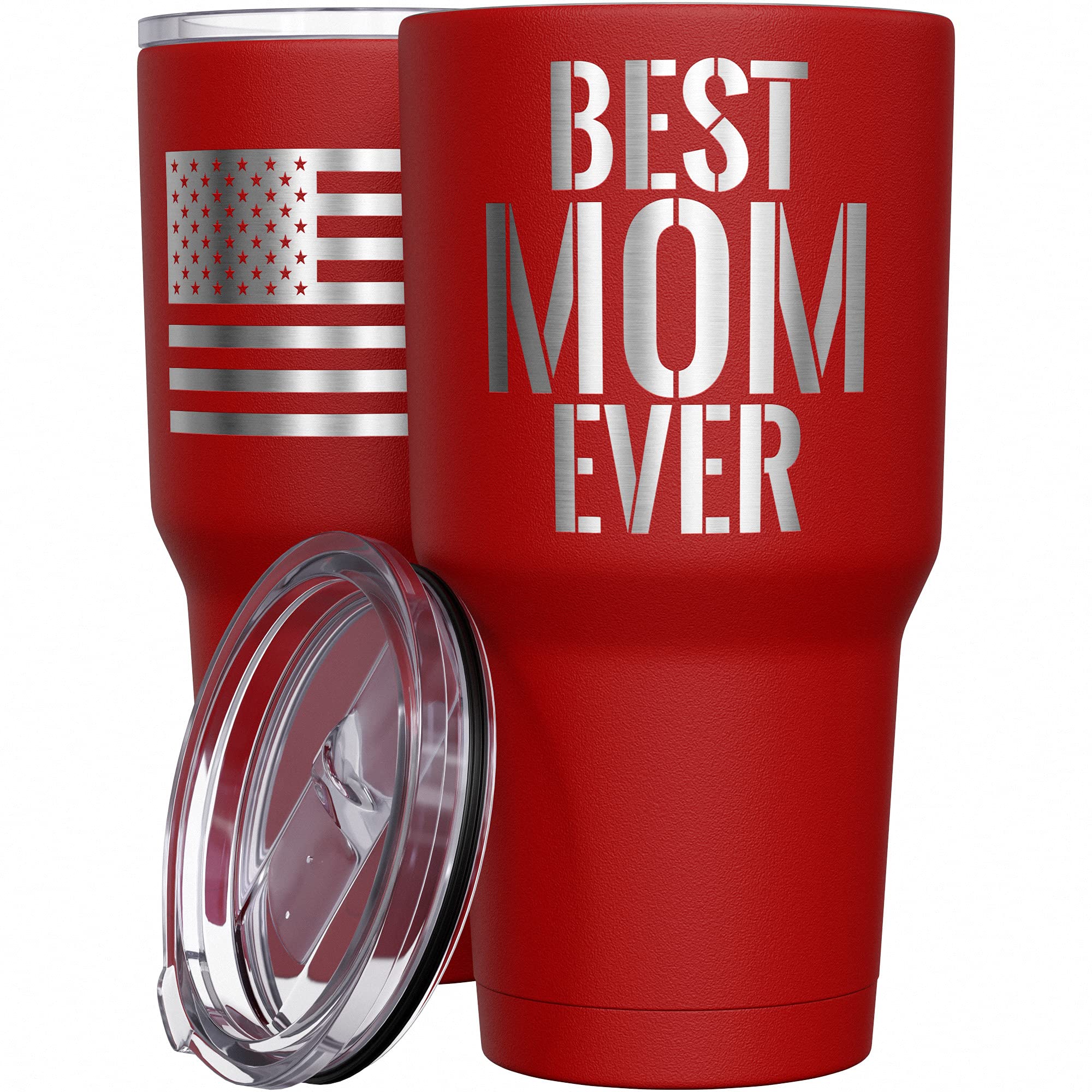 We The People Holsters - Best Mom Ever - Coffee Tumbler - American Flag Coffee Travel Mug - Engraved Tumbler - Double Insulated