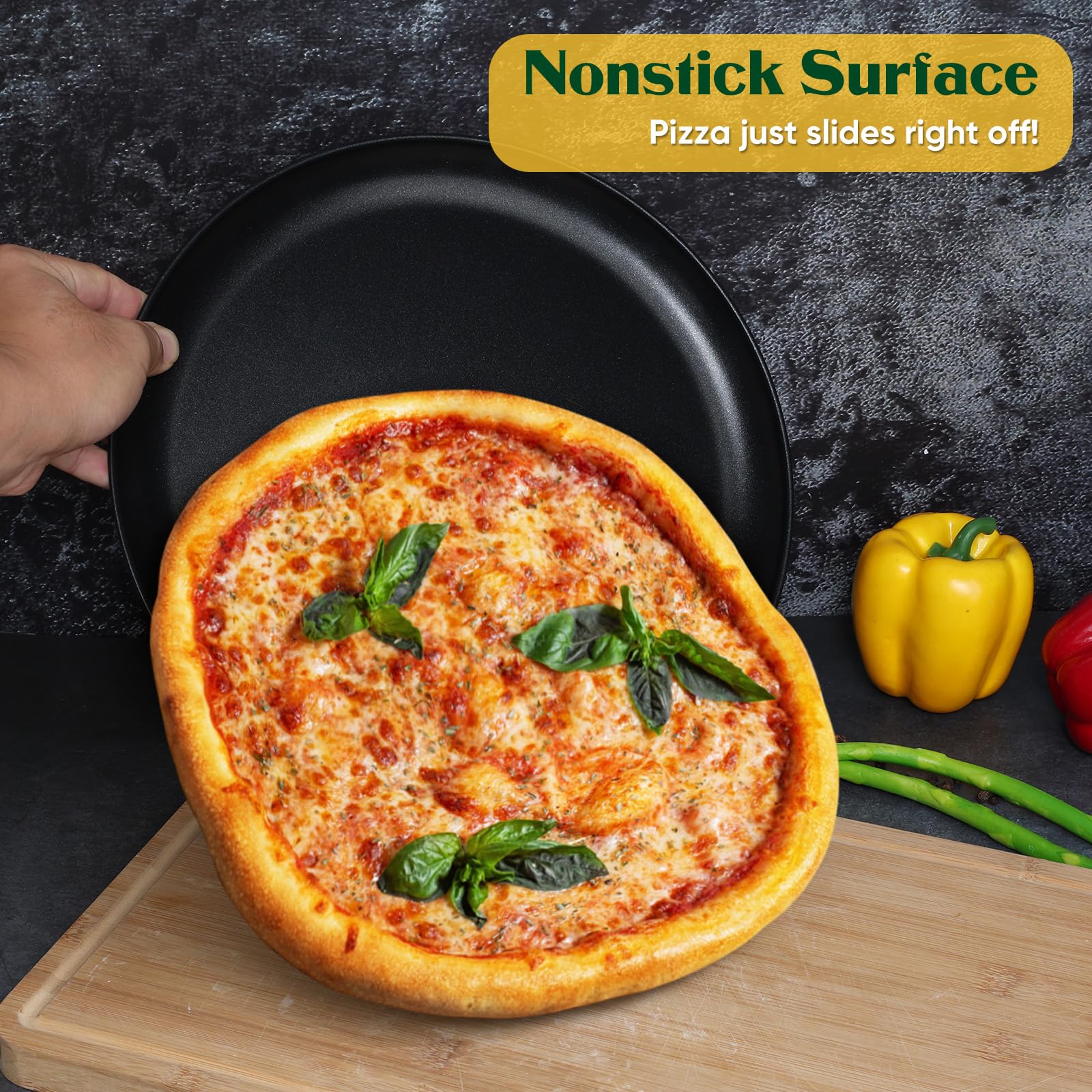 E-Far 12 Inch Pizza Pan Set Of 2, Nonstick Pizza Pie Pan Tray Platter, Metal Round Baking Sheet Cooking Pan For Oven, Durable &