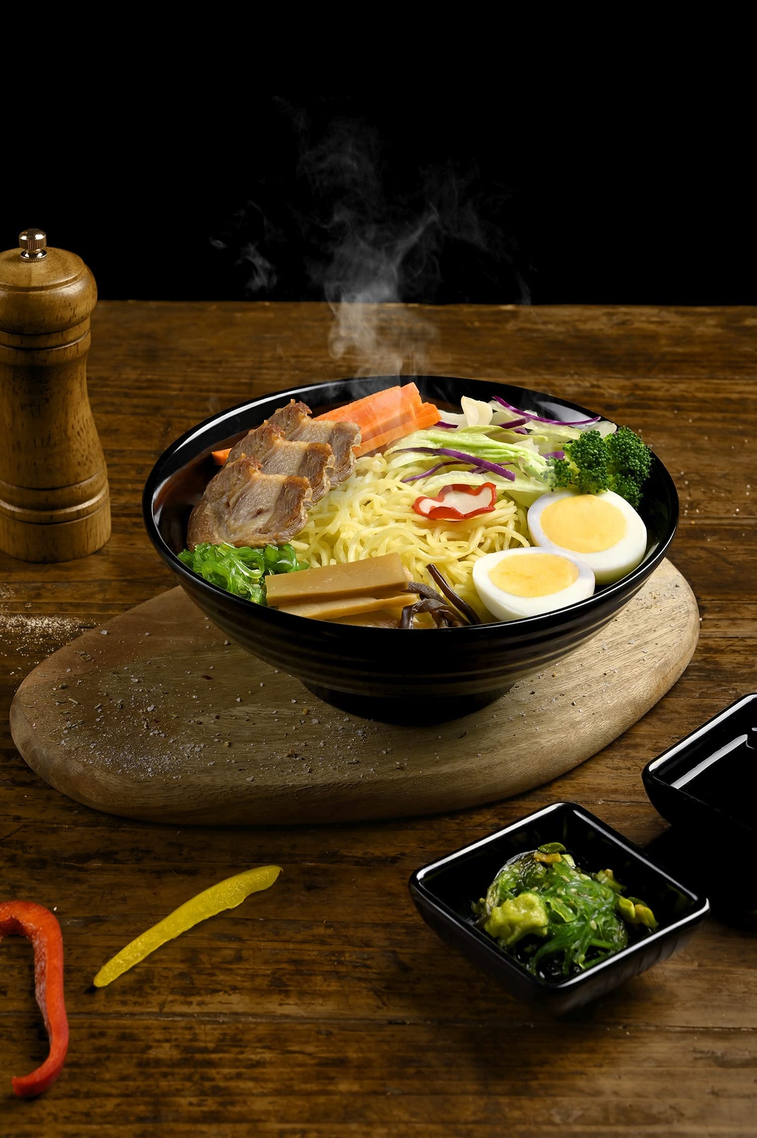 Practimondo 4 Noodle Bowls Set - Large 32Oz Ramen Bowl Set For Authentic Asian Cuisine - With Dipping Bowls, Spoons, Chopsticks