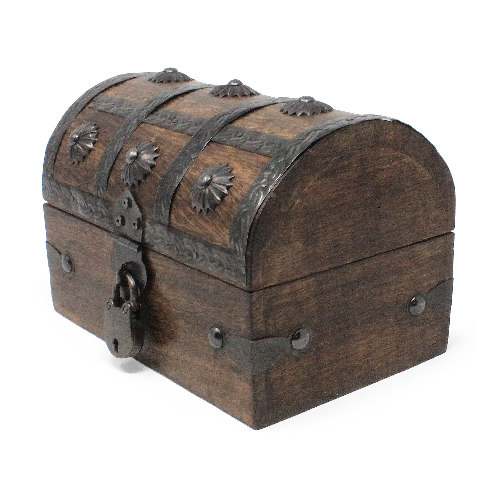 Nautical Cove Handmade Pirate Treasure Chest for Kids Prizes & Classroom with Lock and Skeleton Keys - Lockable Wooden Storage C