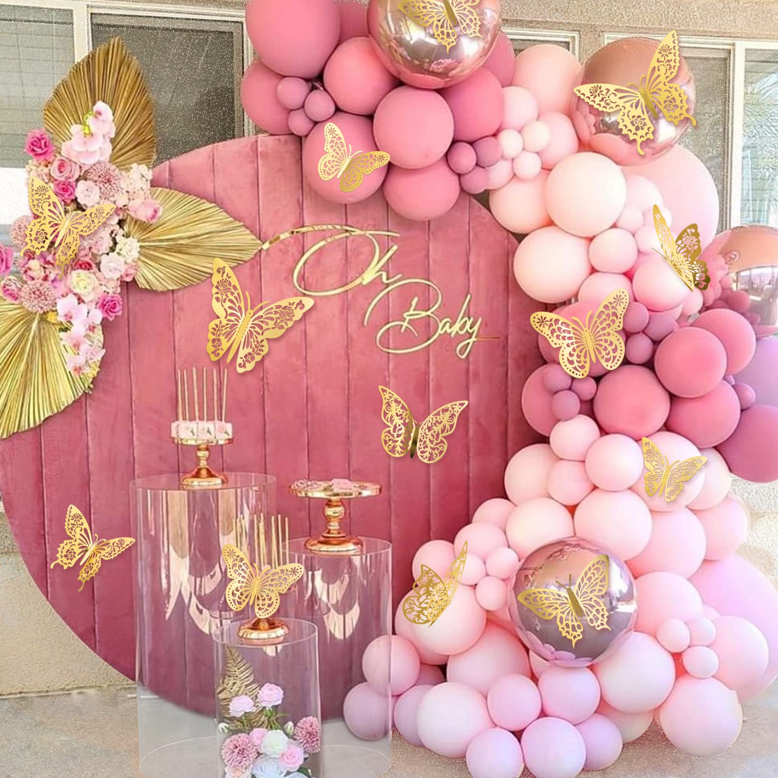 InsuWood 72Pcs 3D Butterfly Wall Decor  Gold Butterfly Decorations 3 Styles 3 Sizes  Butterfly Party Birthday Cake Decorations  Gold Butterfly Wall Stickers for Girls  Kids  Nursery  Wedding Decor