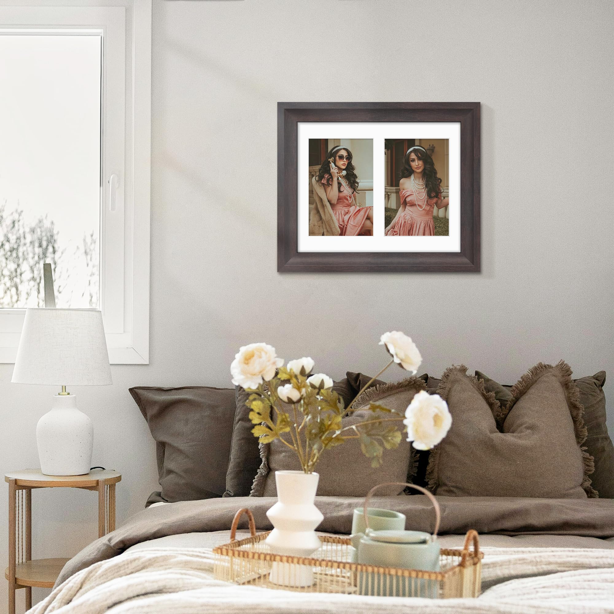 DUENPY 8x10 Picture Frame 4x6 Collage Picture Frame Displays Double 4x6 inch Photos or 8x10 (Without Mat) Wall Decor or Tabletop