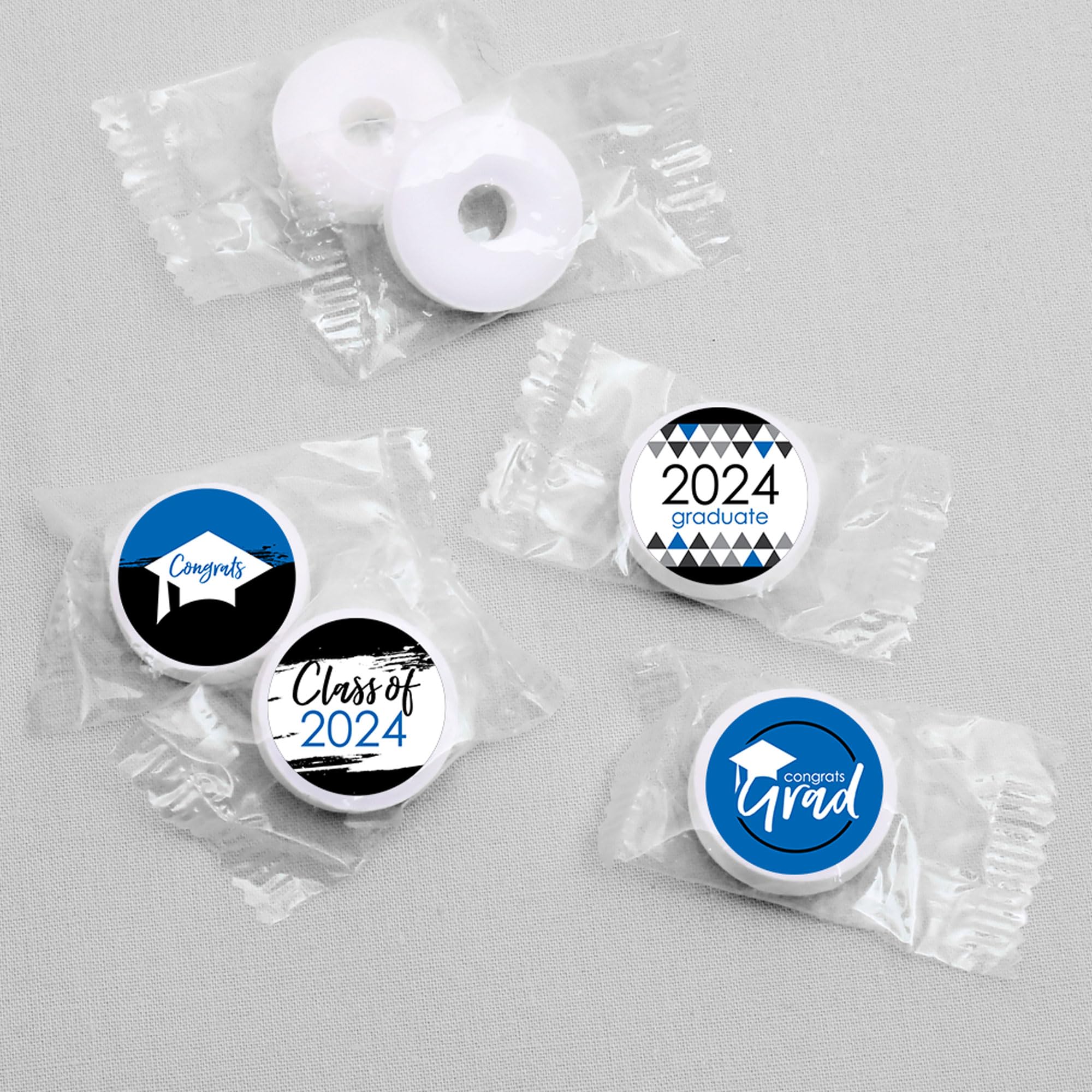 Big Dot Of Happiness 2024 Blue Graduation Party Round Candy Sticker Favors - Labels Fit Chocolate Candy (1 Sheet Of 108)