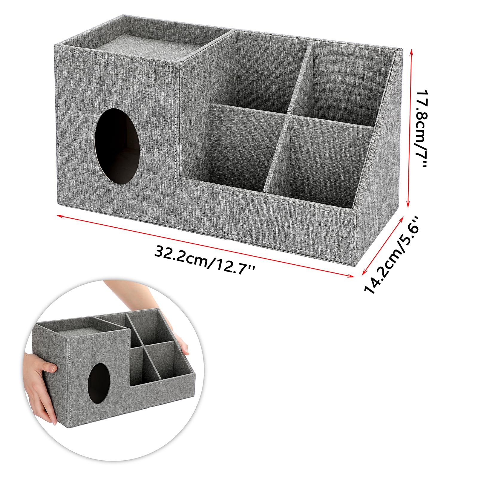 Sumnacon Square Linen Tissue Box Cover - Decorative Cube Tissue Cover With Side And Top Organizer, Modern Tissue Holder For Livi