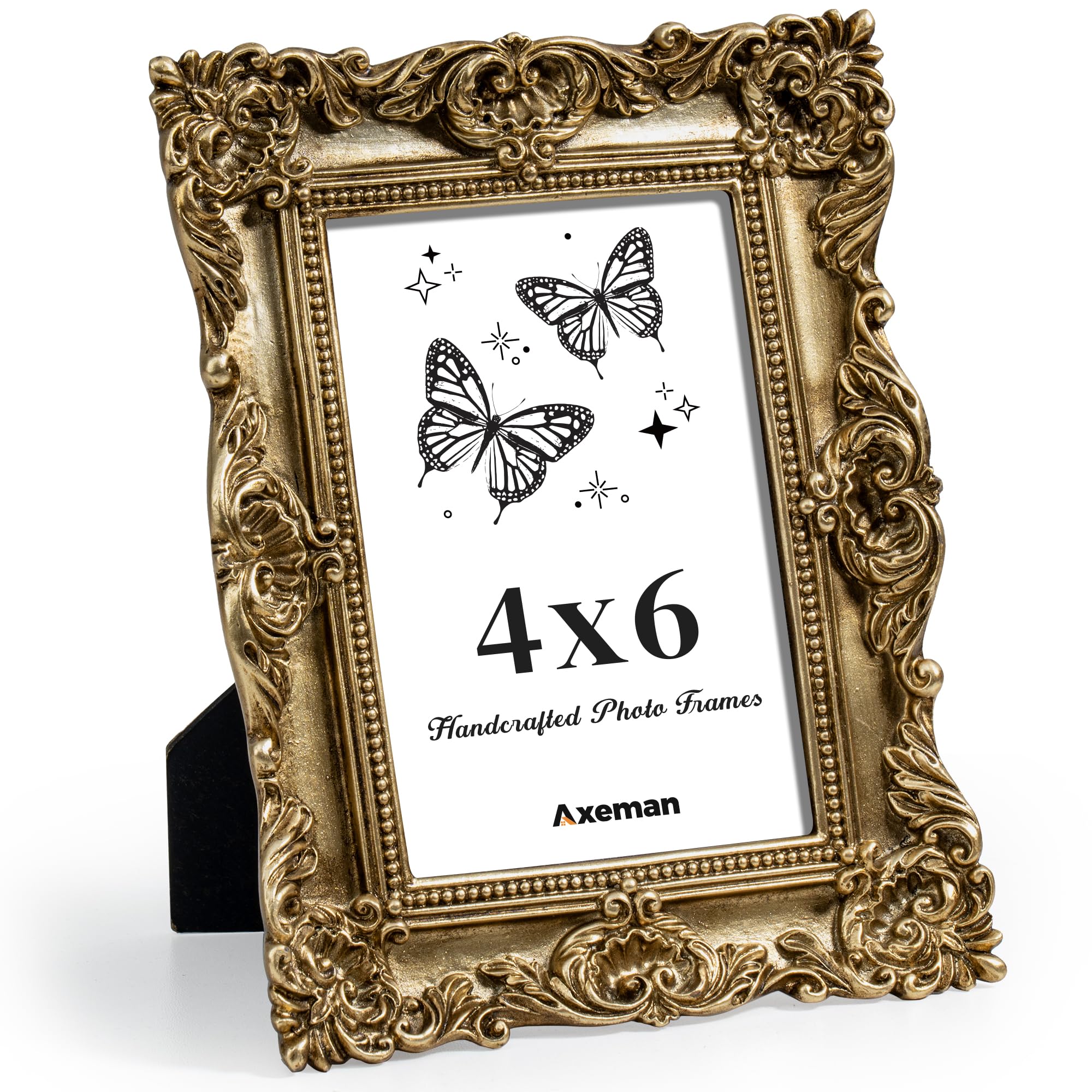 Axeman 8x10 Picture Frame, Vintage Textured Hand-Crafted Resin Ornate Antique Photo Frame with Glass Front for Tabletop & Wall D