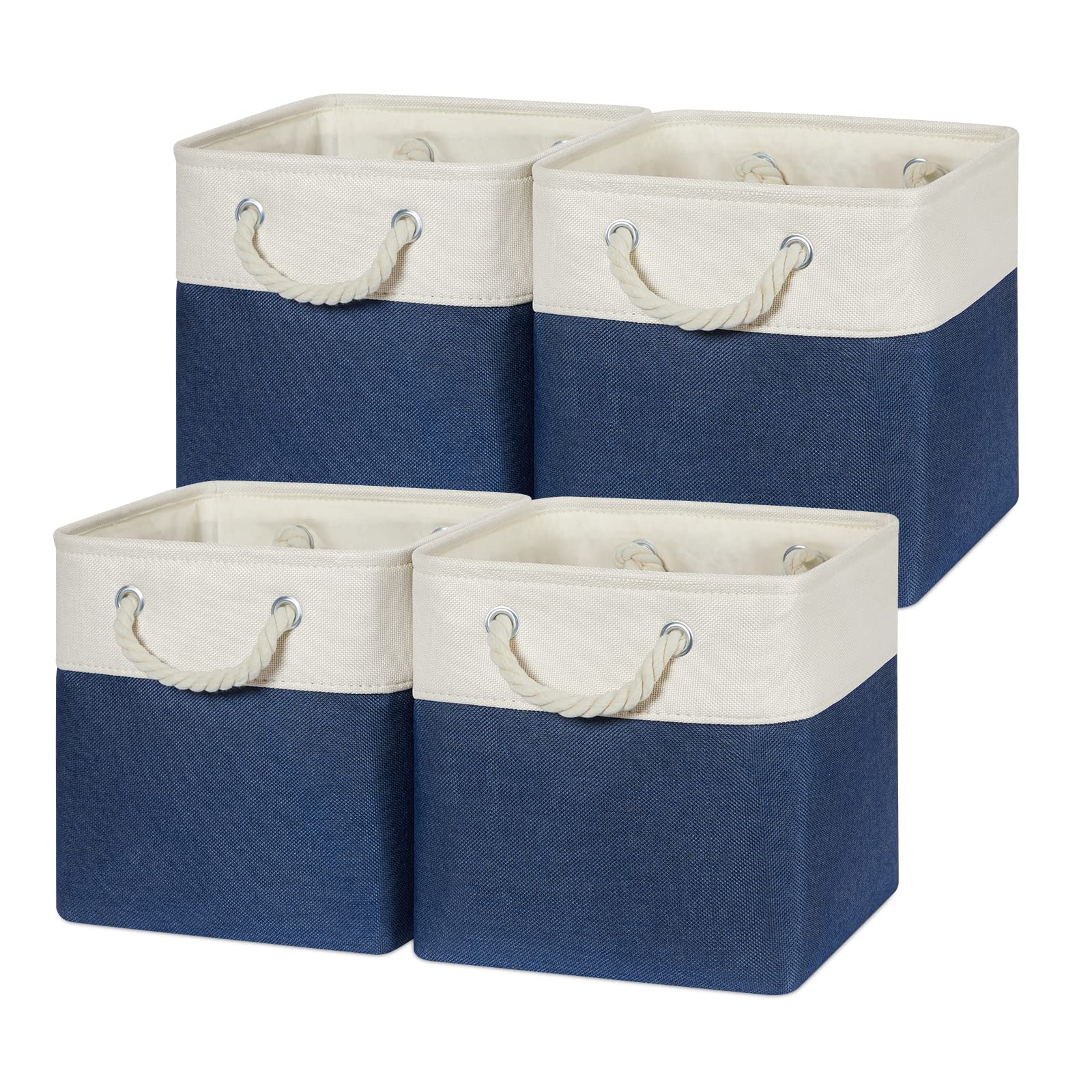 Temary Fabric Storage Cubes 11X11 Cube Storage Bins 4Pack Blue Basket For Organizing Home, Closet, Empty Gift Baskets With Handl
