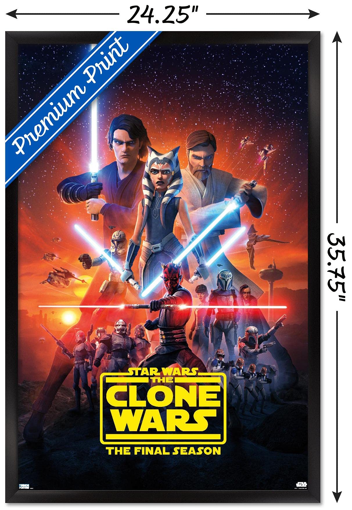 Trends International Star Wars: The Clone Wars - Season 7 Key Art Wall Poster, 22.375'' X 34'', Black Framed Version