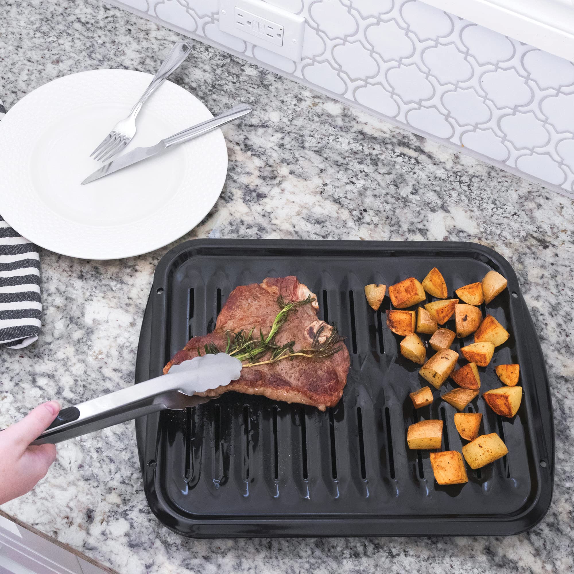 Certified Appliance Accessories Spl50016 Large 2-Piece Broiler Pan & Grill Set Porcelain-On-Steel 16-1/2''X12-3/4''X1-3/4'' Broi