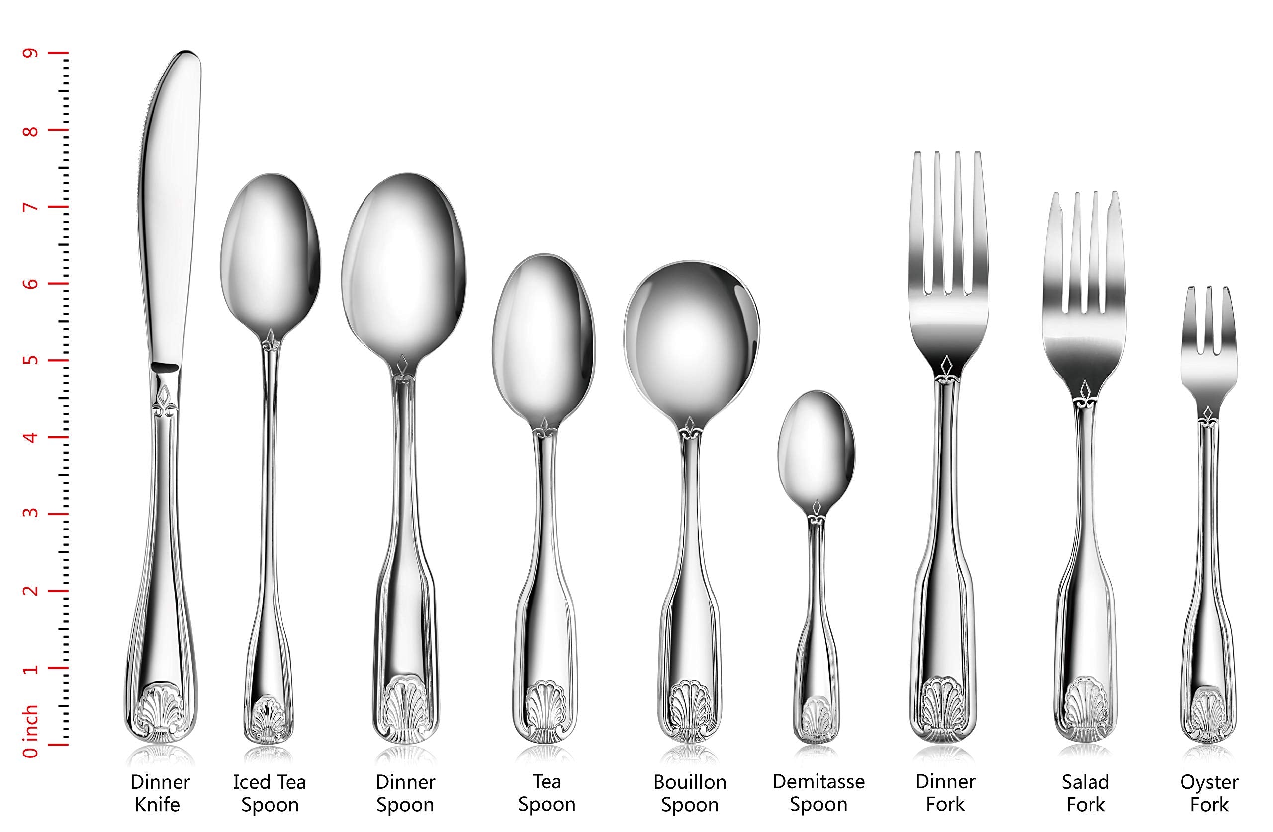 New Star Foodservice 58918 Shell Pattern, 18/0 Stainless Steel, 60 Piece Flatware Set