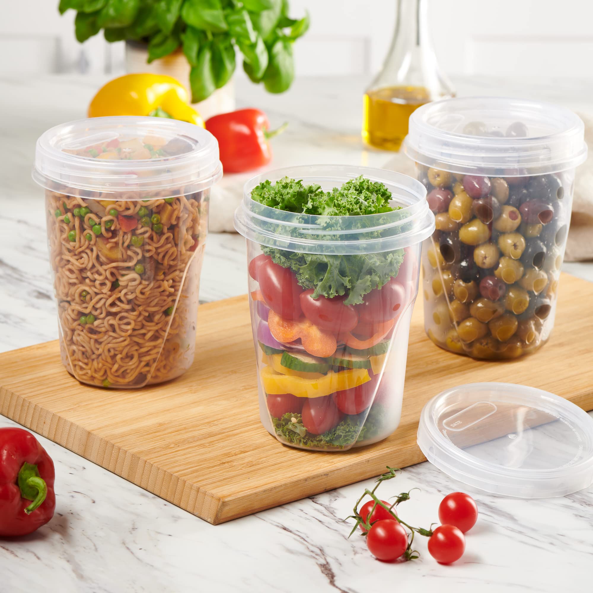 Plasticpro 12 Pack Twist Cap Food Storage Containers With Clear Screw On Lid- 32 Oz Reusable Meal Prep Containers - Freezer And