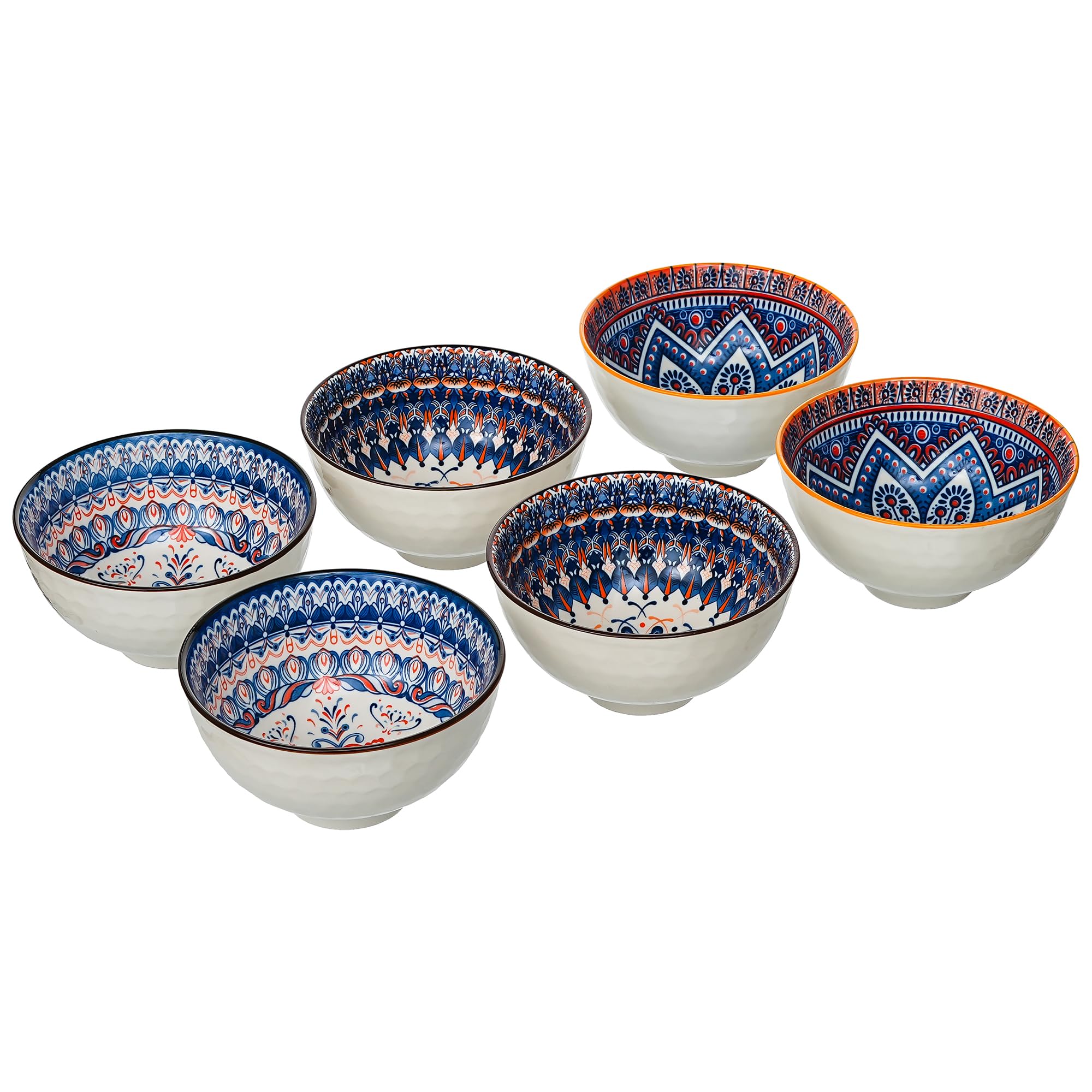 Amazon Brand - Solimo Ceramic Bowl, Set Of 6 | Microwave & Dishwasher Safe| Bowls For Snacks, Fruits, Salad, Desserts | Bpa & Le