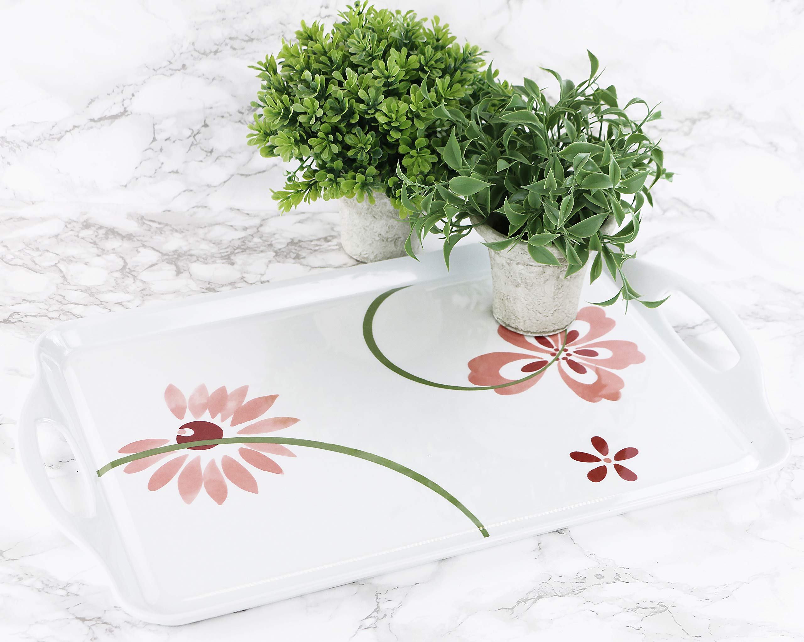 Reston Lloyd Melamine Serving/Ottoman, Rectangular Tray, Pretty Pink