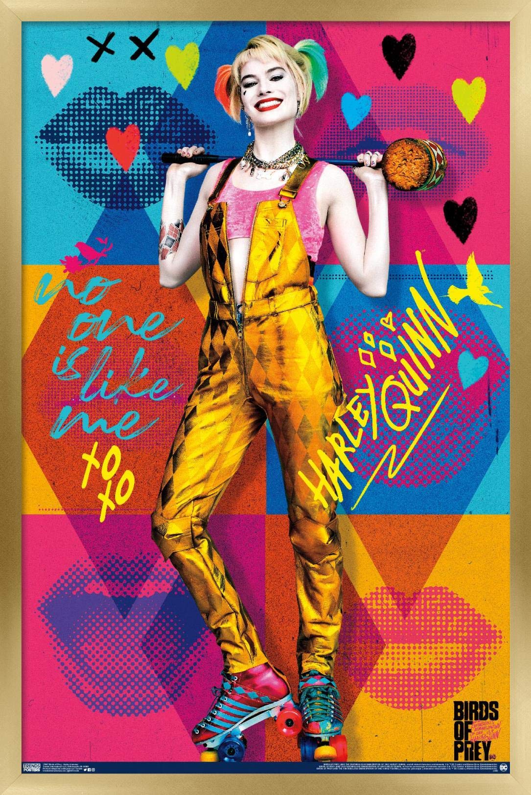 Trends International Dc Comics Movie - Birds Of Prey - Harley Quinn - Hammer Wall Poster, 14.725'' X 22.375'', Gold Framed Versi
