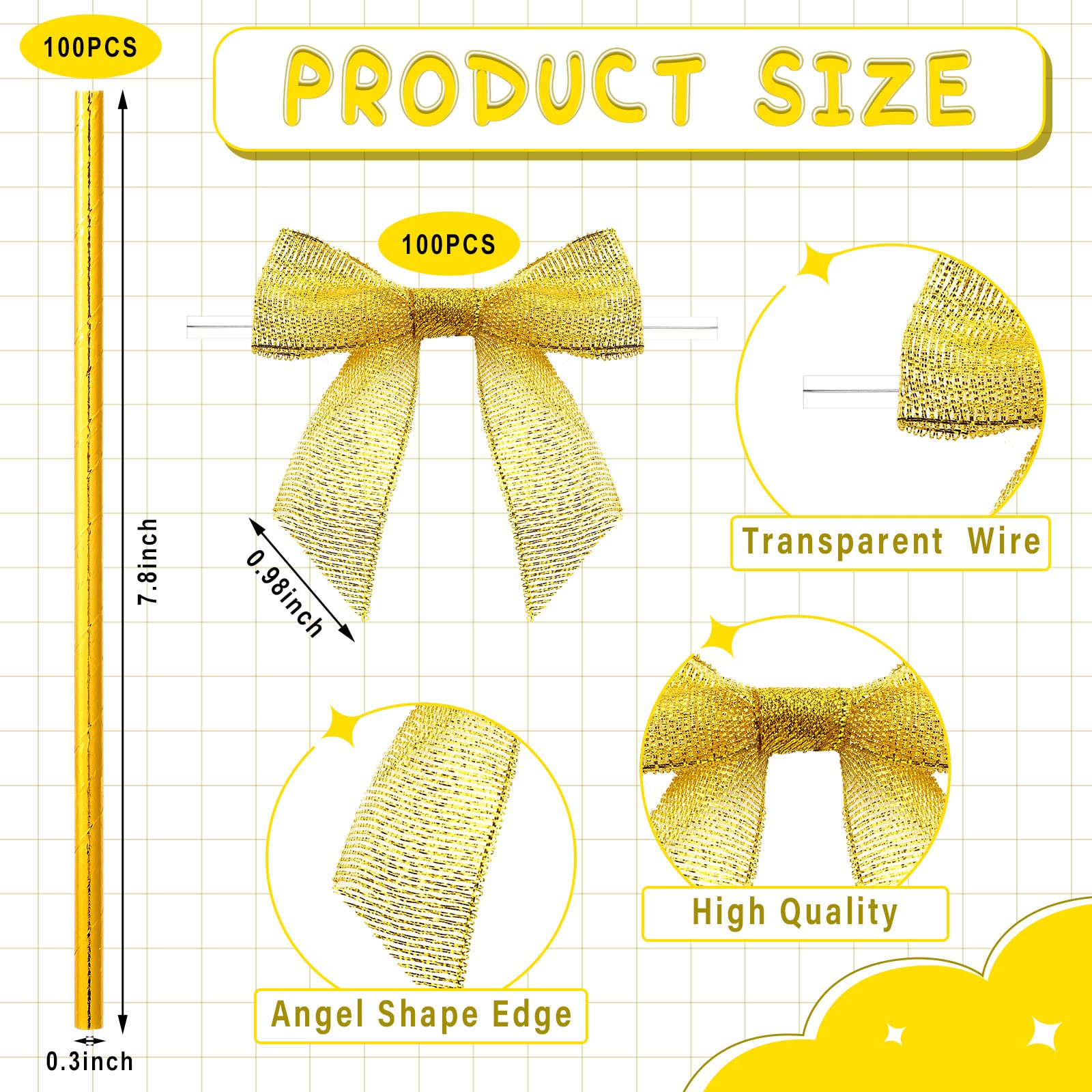 200 Cake Pop Sticks And Bows Kit For Cake Pops, Candies, Lollipops, Chocolates And Cookies Decorating, Include 100 Satin Ribbon