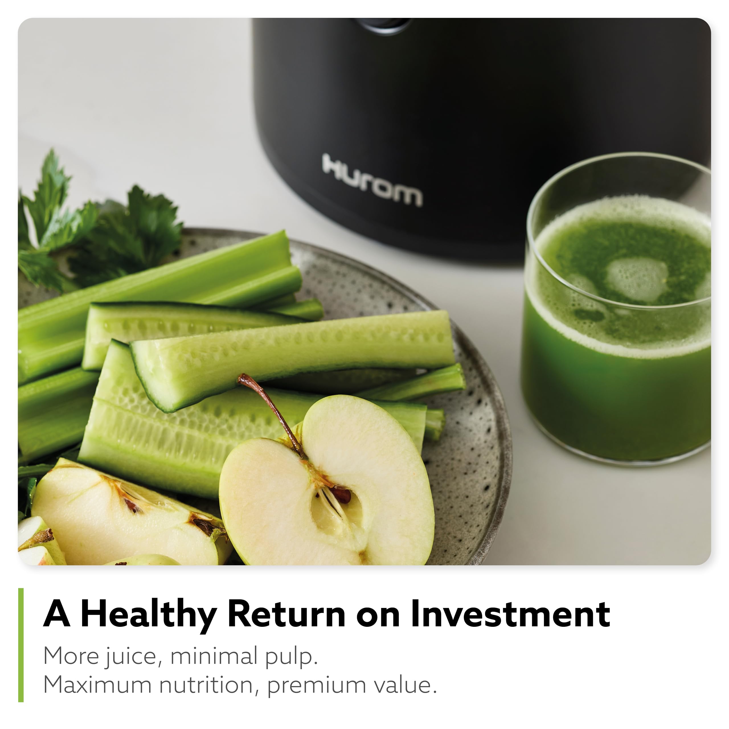 Hurom H320 Slow Juicer, Black | Self-Feeding Cold Press Juice Machine For Vegetables And Fruit | High Yield | Bpa Free | 500Ml (