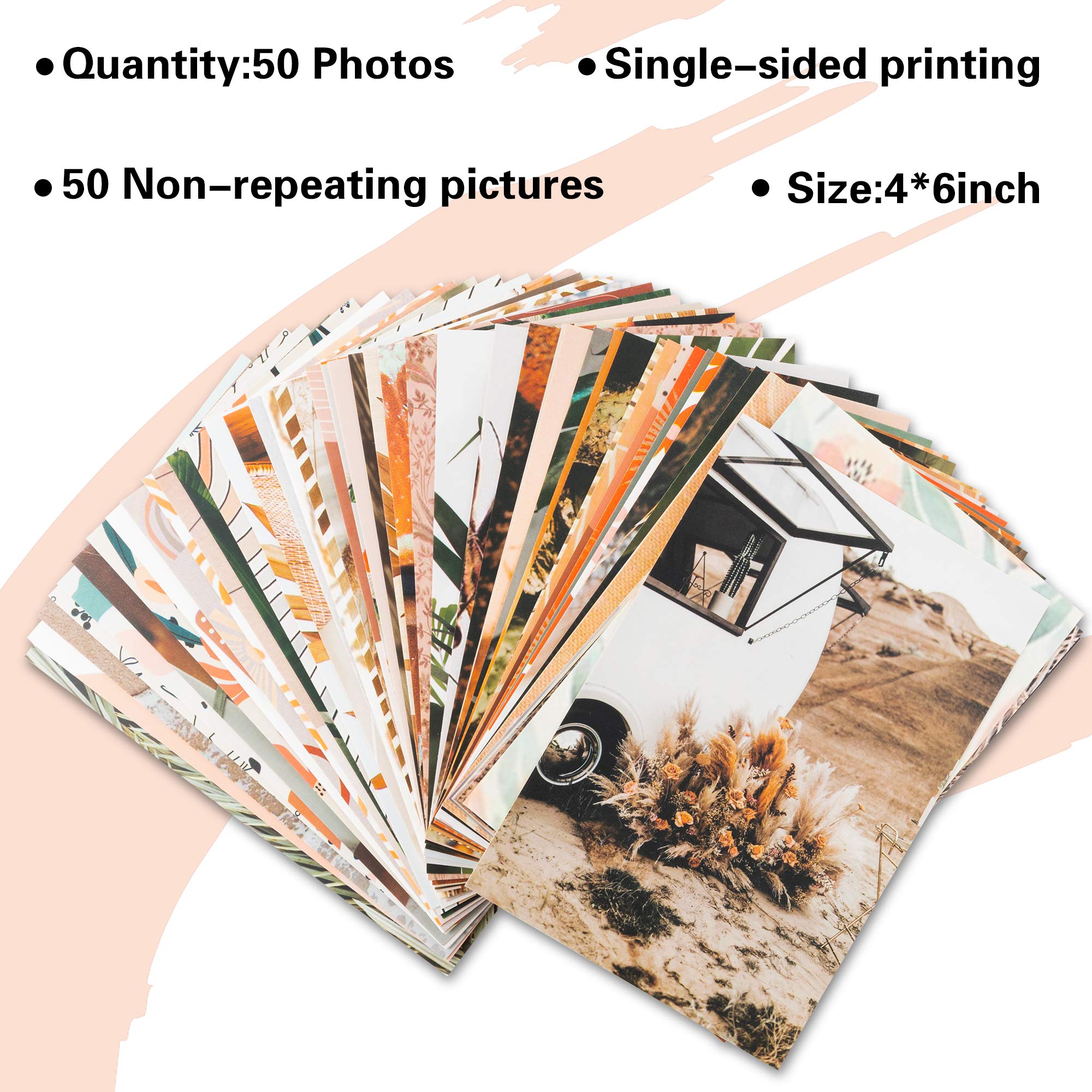 Yopyame 50PCS Boho Aesthetic Pictures Wall Collage Kit  Peach Teal Photo Collection Collage Dorm Decor for Girl Teens and Women  Orange Boho Wall Prints Kit  Small Posters for Room Bedroom Aesthetic