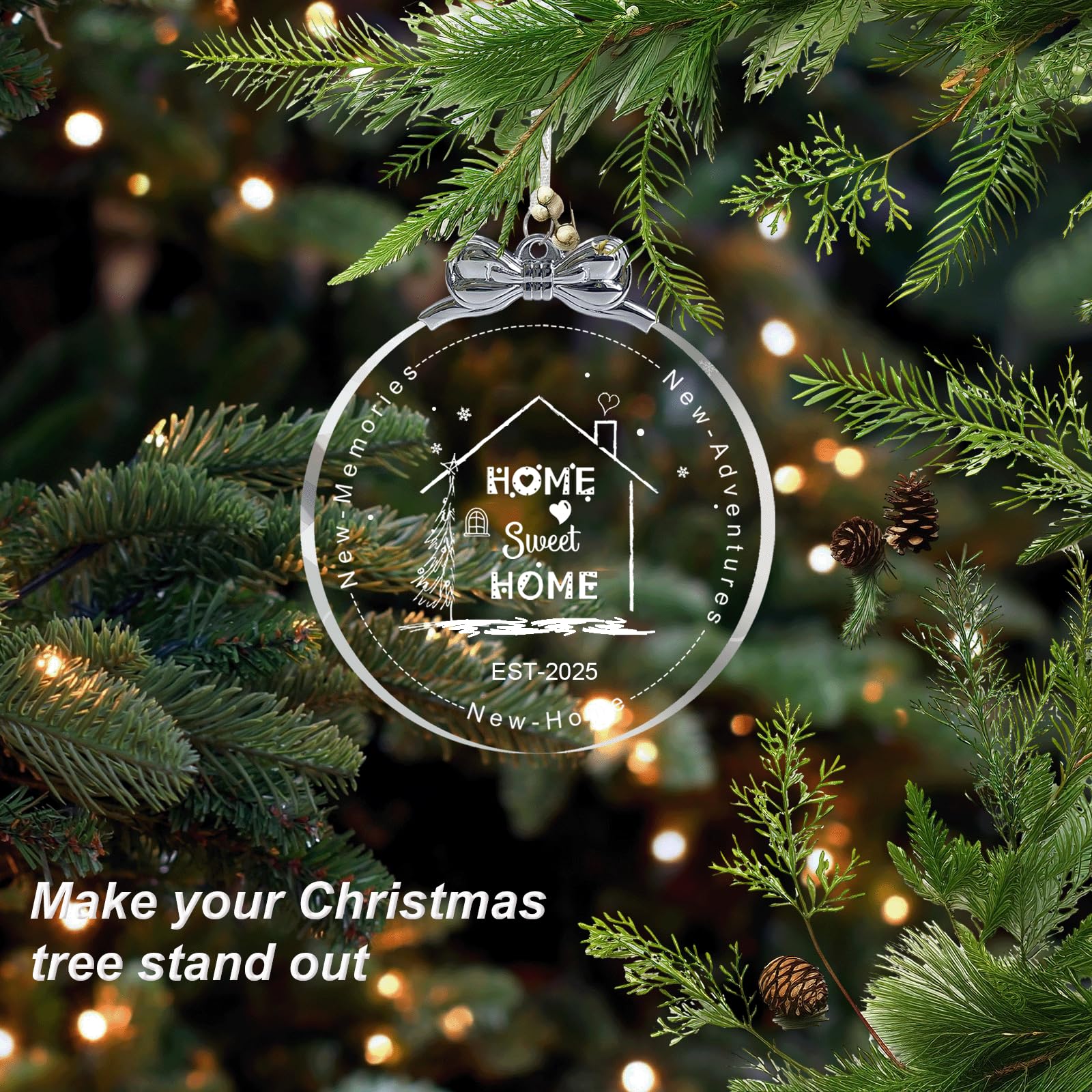 House Warming Gifts New Home Ornament 2025, First Christmas in New Home Ornament Crystal Glass, Housewarming Gift Presents for W