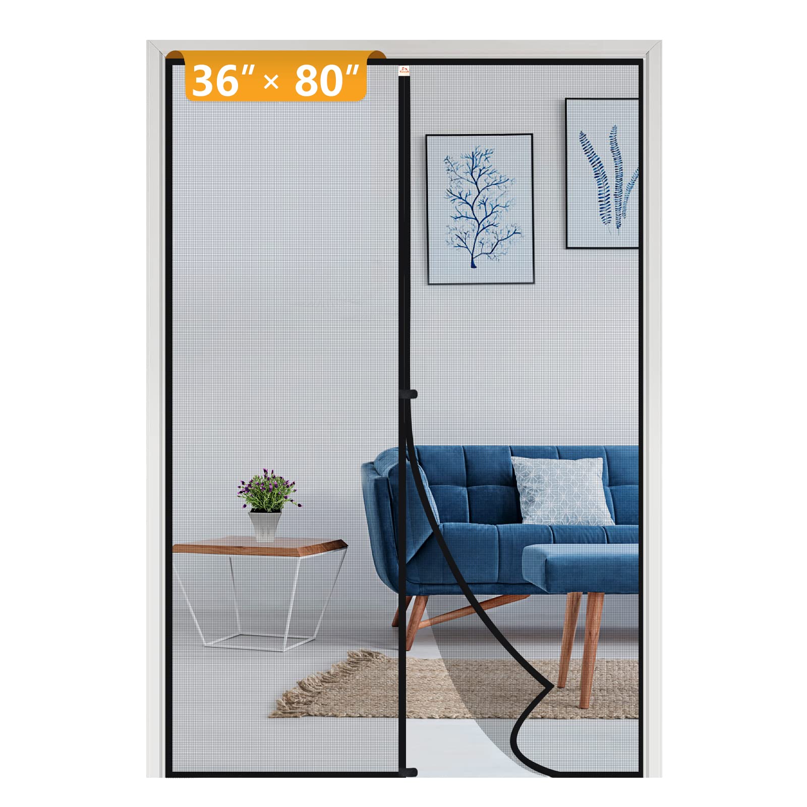 Yotache Door Net Screen With Magnet Fits Door Size 36 X 80, Screen Size 38 X 81 Door Mesh Anti-Tearing Reinforced Screen Door