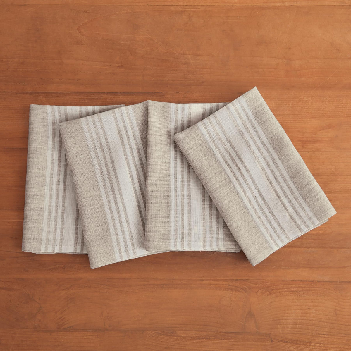 Solino Home Stripe Linen Napkins Set Of 4 - 100% Pure Linen White And Natural Cloth Napkins 20 X 20 Inch - Washable Farmhouse Di