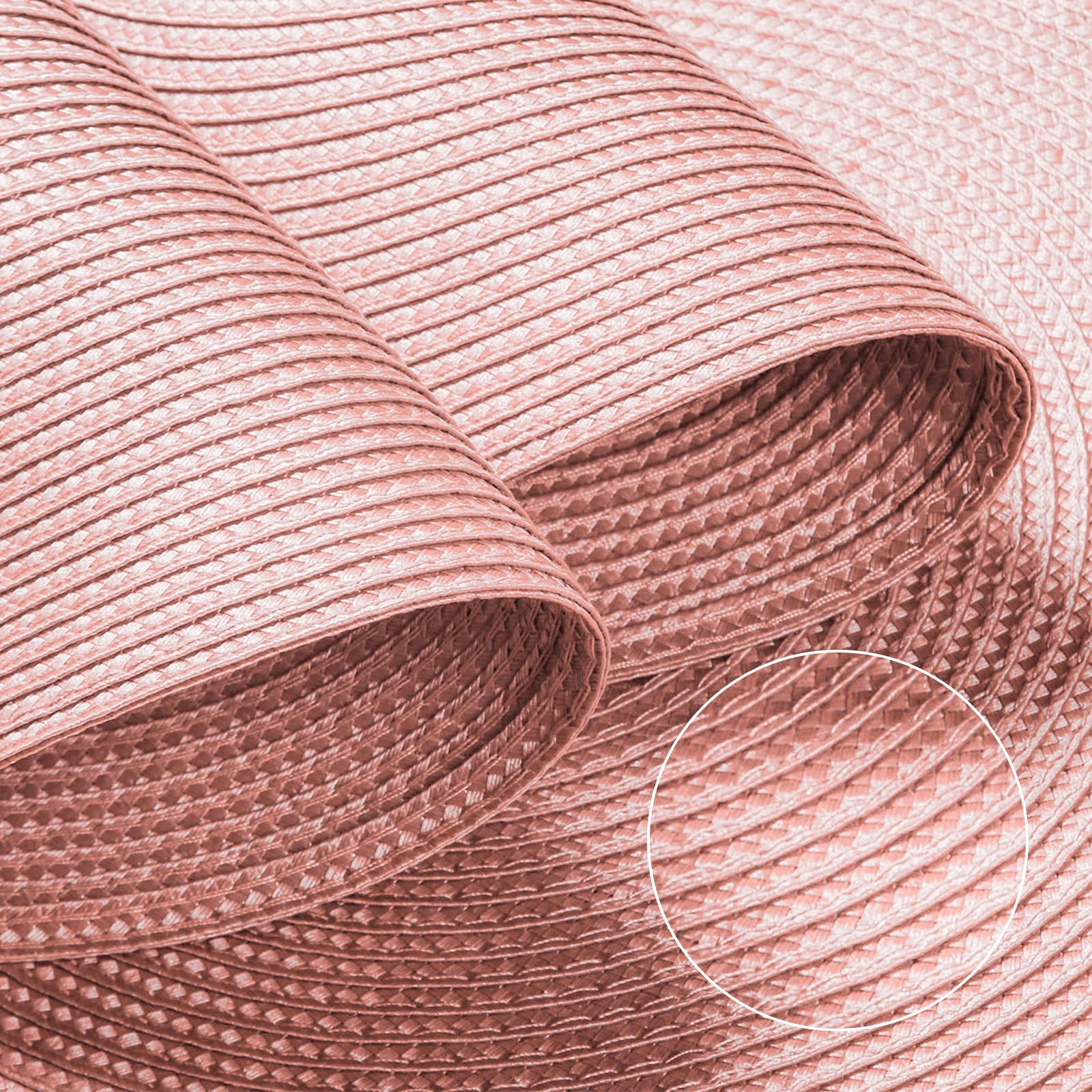 Funwheat Round Braided Placemats Set Of 6 Place Mats For Dining Tables Woven Washable Non-Slip Table Mats 15 Inch(Pink, 6Pcs)
