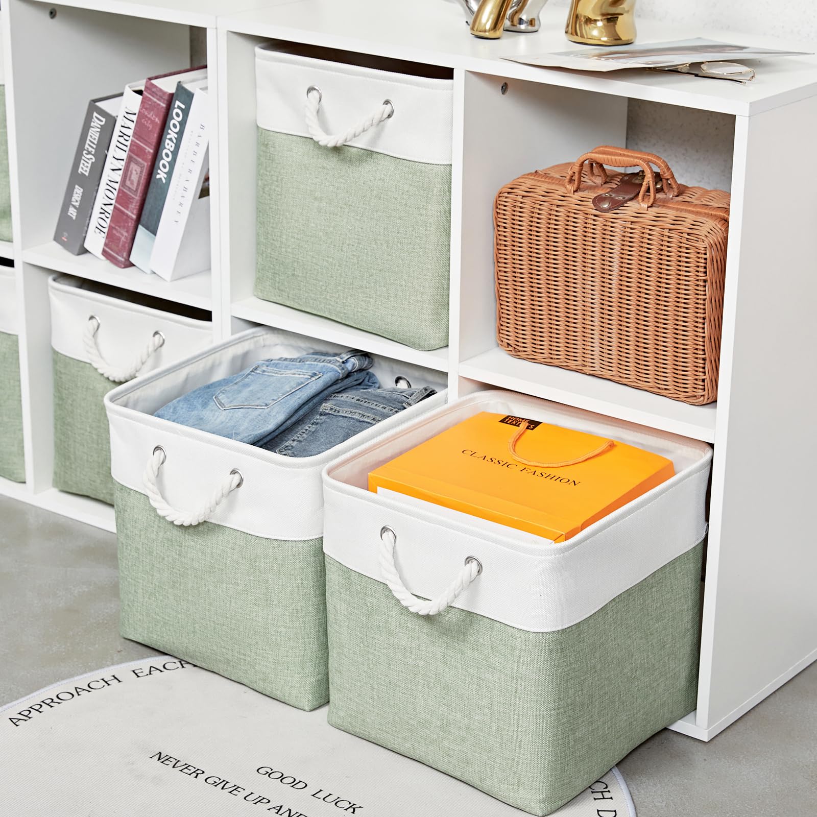 Isemingla 13 X 13 Inch Extra Large Storage Cubes,6 Pack Cube Storage Bins For Shelves,Fabric Collapsible Storage Bins With Handl