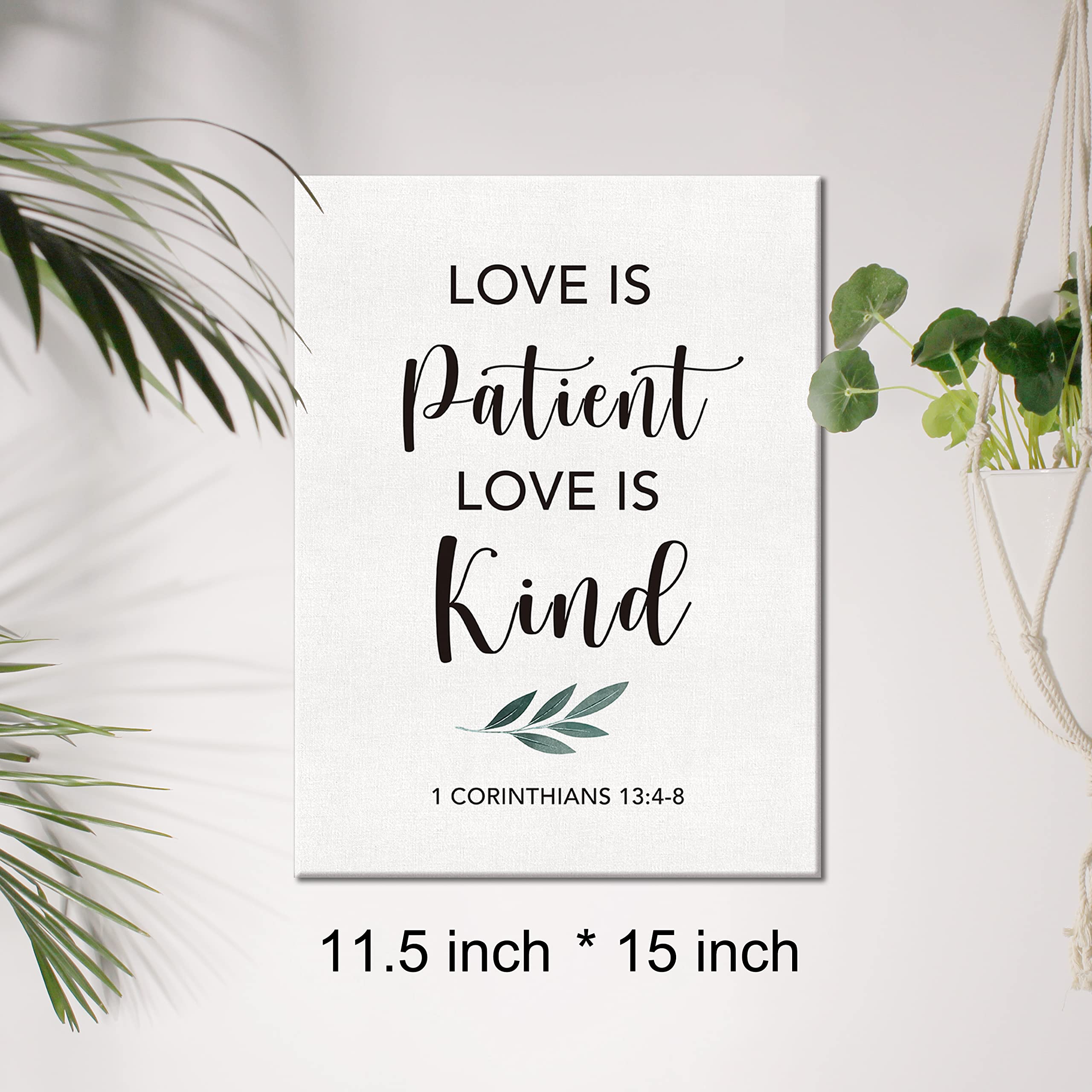 Christian Canvas Wall Art Motivational Love is Patient Love is Kind Canvas Print Scripture Bible Verse Painting Home Wall Decor