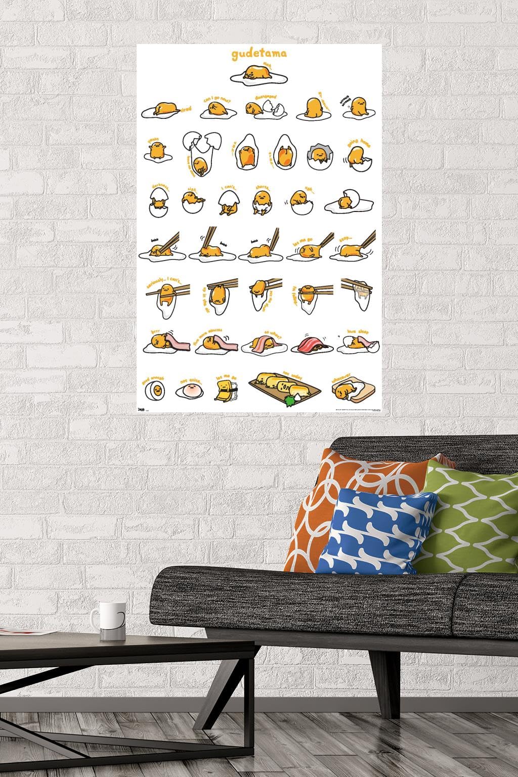 Trends International Gudetama Wall Poster & Mount Bundle, 22.375" x 34", Fun Design for Home Decor