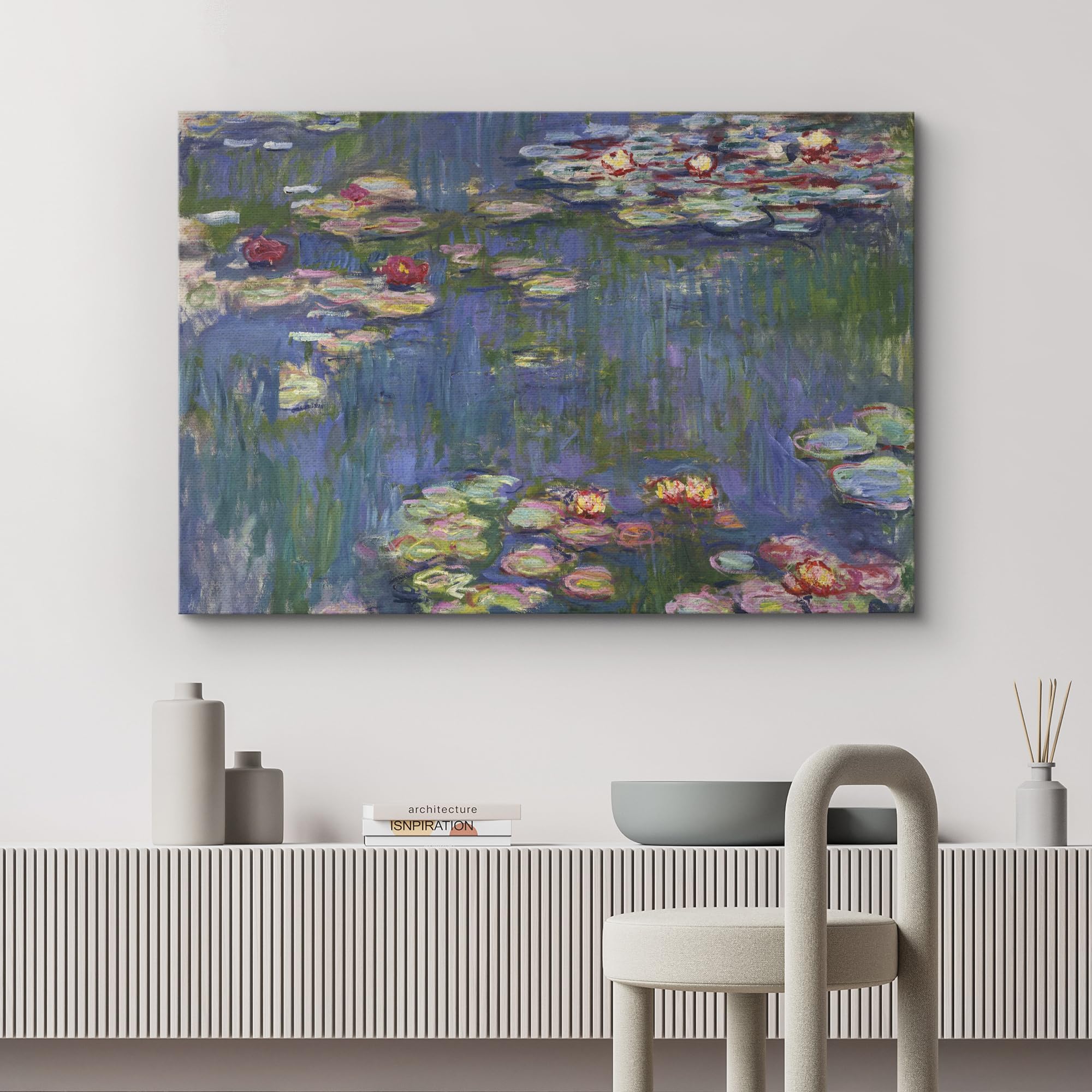 Wall26 Canvas Wall Art - Famous Painting Of Water Liliesby Claude Monet - Giclee Print Gallery Wrap Modern Home Art Ready To Han