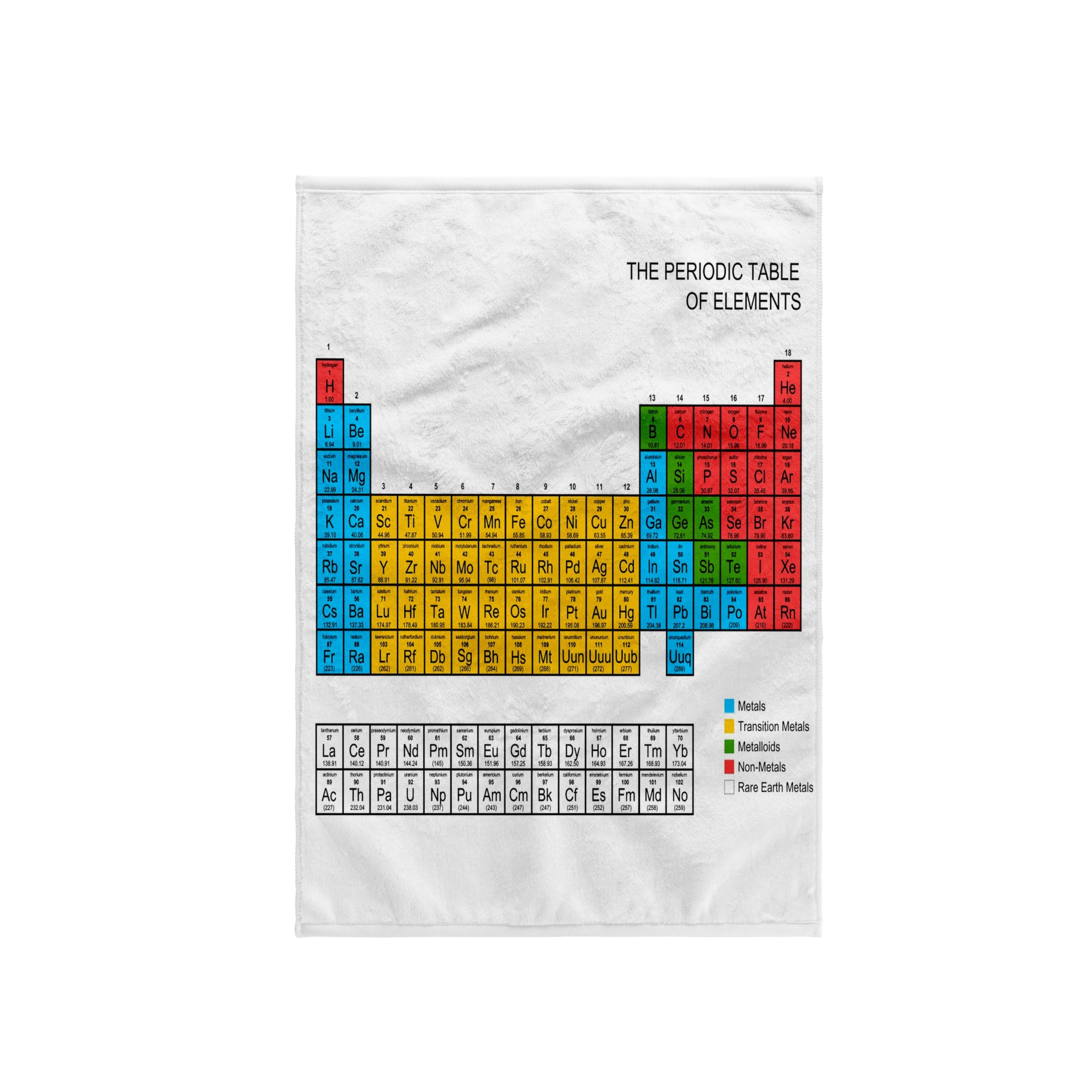 3D Rose Periodic Table-Academic Educational Gift for Science Fans Chemistry Physics Red Green Blue Yellow Hand/Sports Towel, 15 