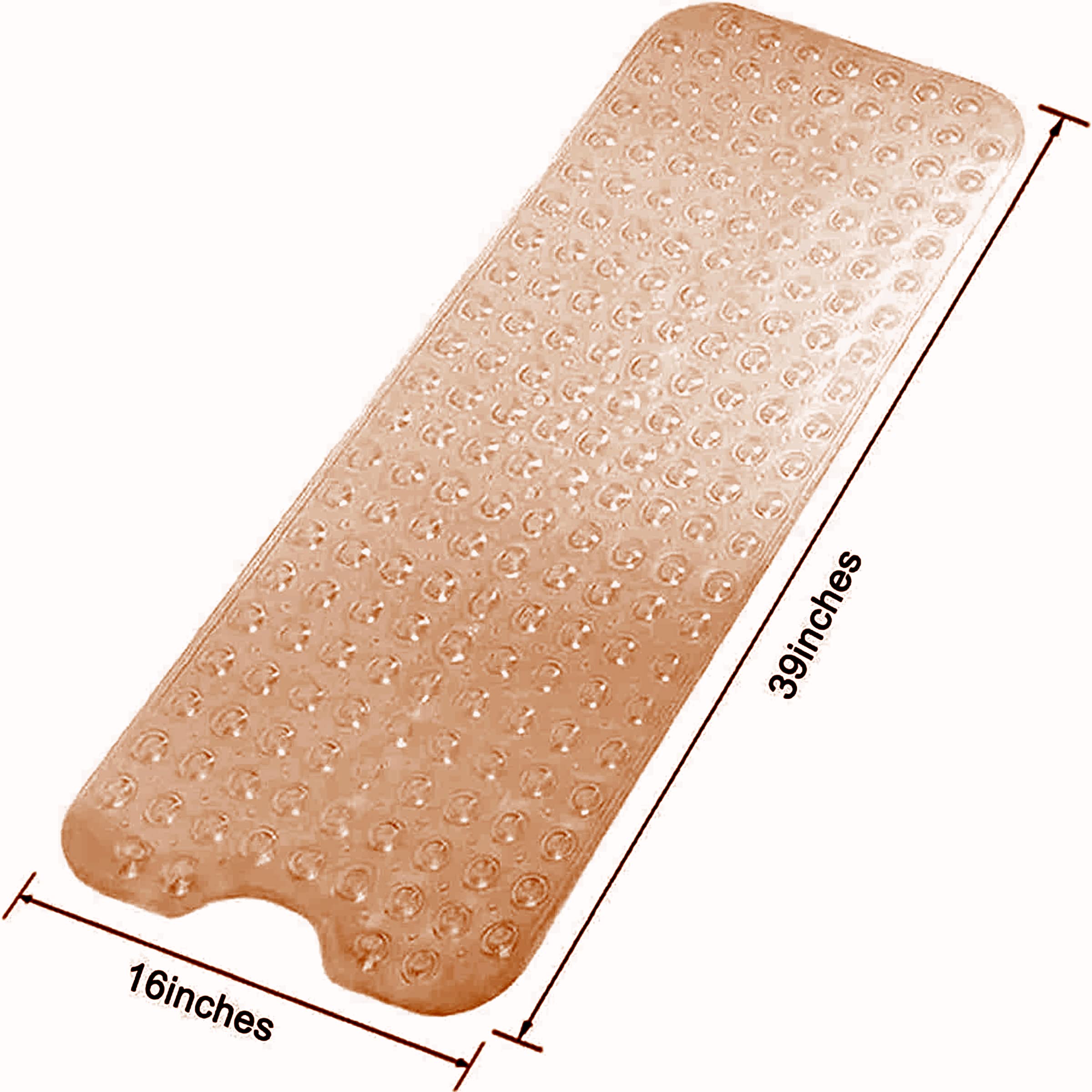 COMUSTER Tub and Shower Mat  Extra Long Non Slip Bath Mat (39'' x 16'')  Machine Washable Bathroom Tub Mat (Pure Pink)