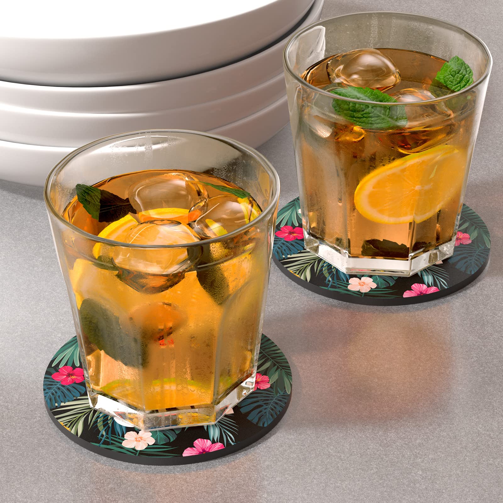 Nipichsha Coasters For Drinks, Set Of 6 Absorbent Rubber Drink Coasters With Non-Slip Backing, Cute Drink Coasters For Cup Kitch