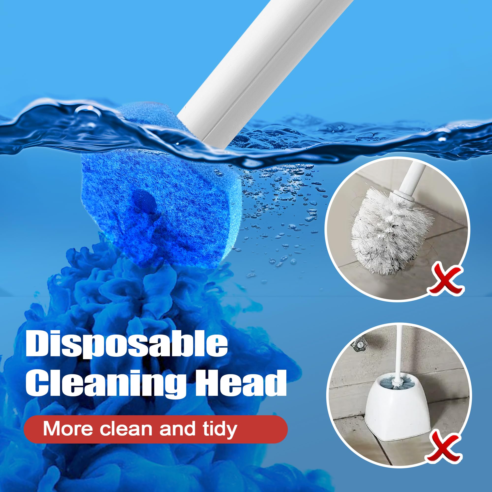 Jehonn Disposable Toilet Bowl Cleaner Wand With Upgraded Clamping System, Wall Mounted Bathroom Scrubber Brush For Bathtub Sink