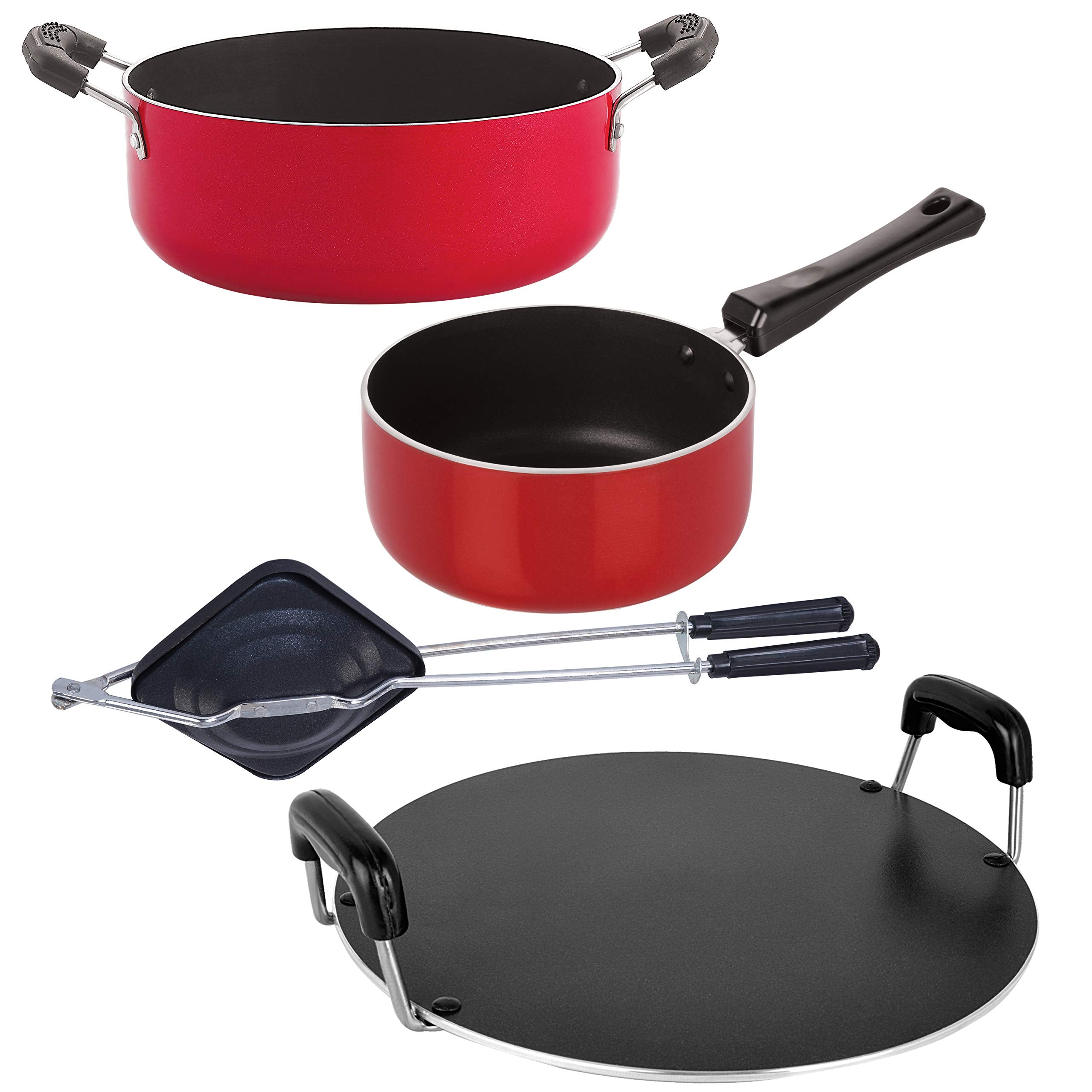 Nirlon Nonstick 3 Layer Coated Kitchen Cooking Set 4 Piese