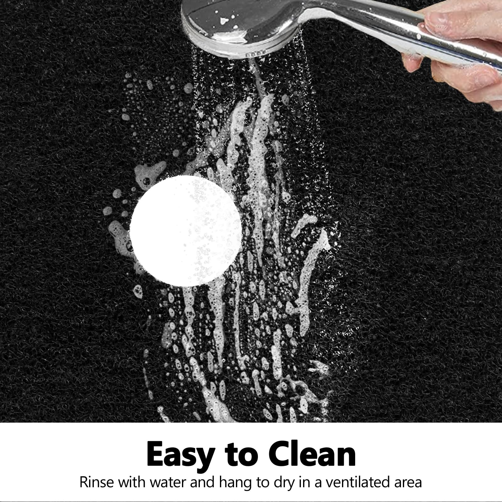 Mofonky Shower Mat Non Slip: 24X24 Inch Square Shower Mats With Drain Hole In Middle - Soft Loofah Quick Drying Matt For Shower
