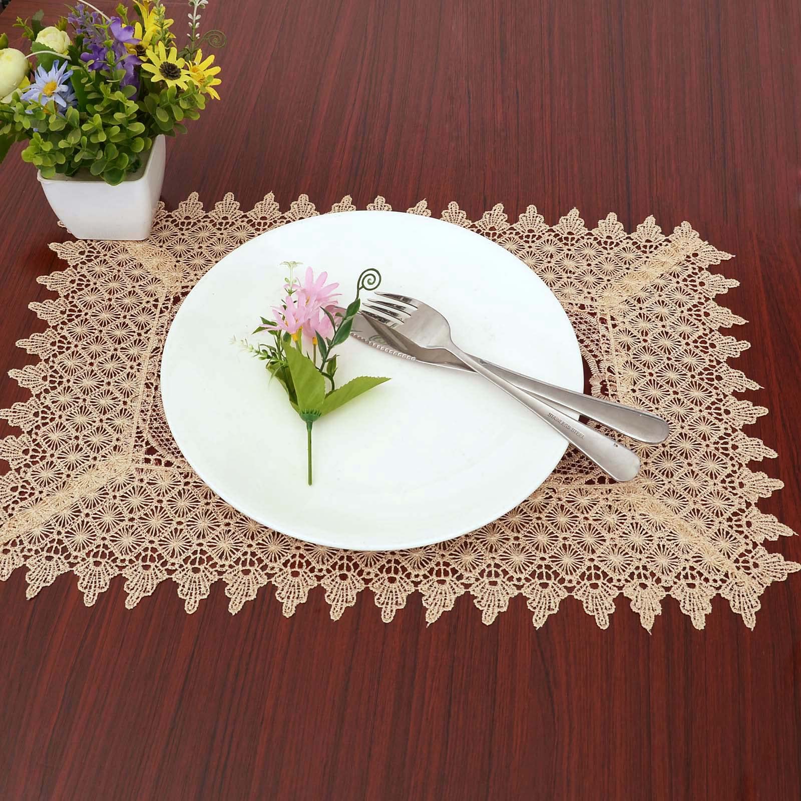 Simhomsen Set Of 4 Burgundy Lace Table Placemat Rectangular 12    18 Inch