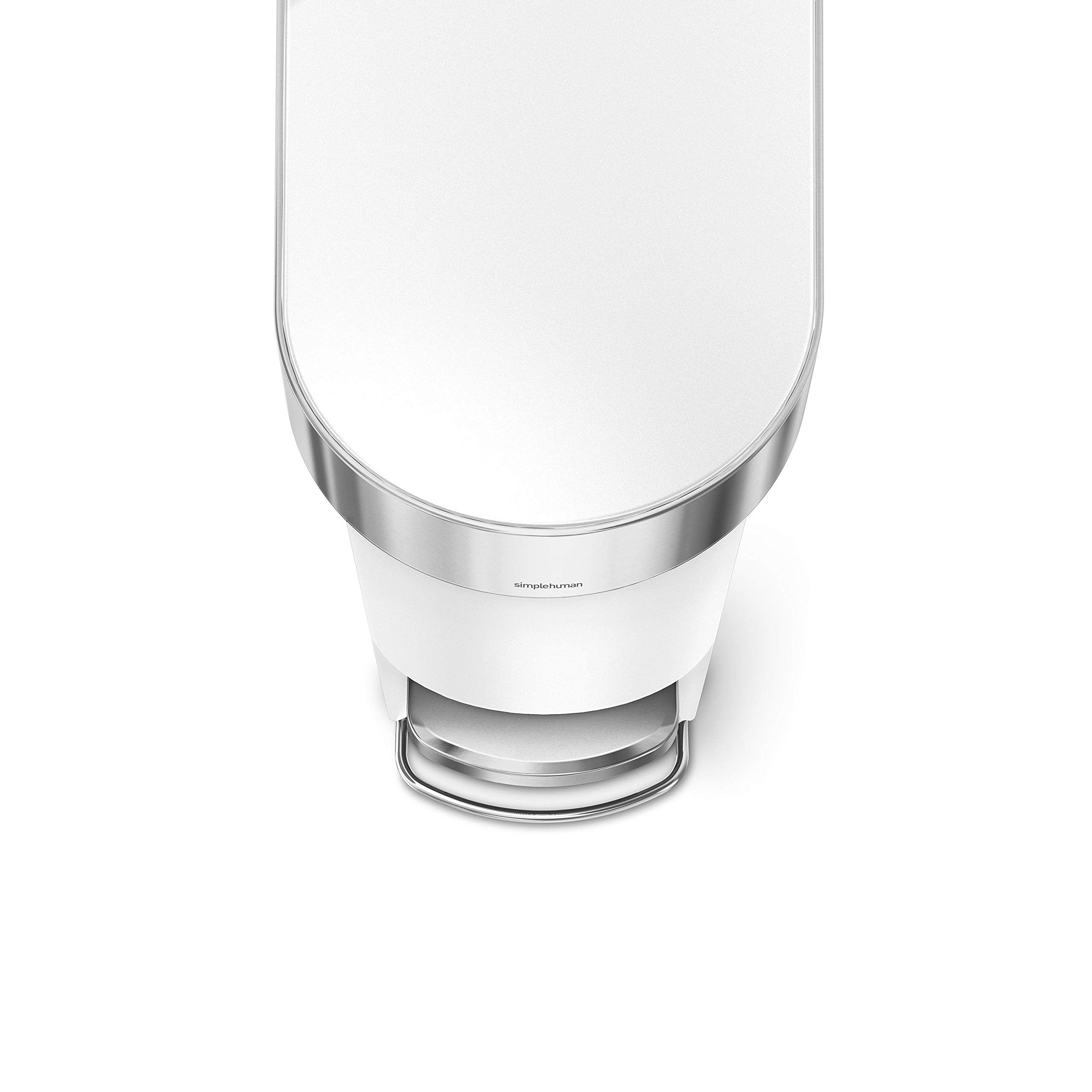 simplehuman 40 Liter / 10.6 Gallon Slim Kitchen Step Trash Can with Liner Rim  40L  White