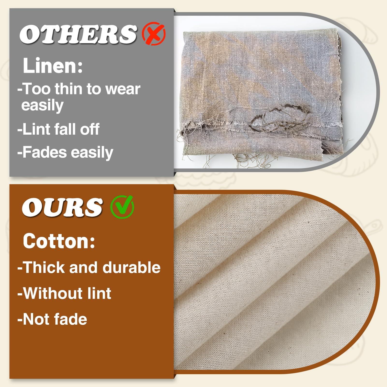 6Pcs All-Cotton Tea Towels For Baking Sourdough - 28 Unbleached Bread Basket Flour Sack Towels, Proofing Cover Cloth For Dough